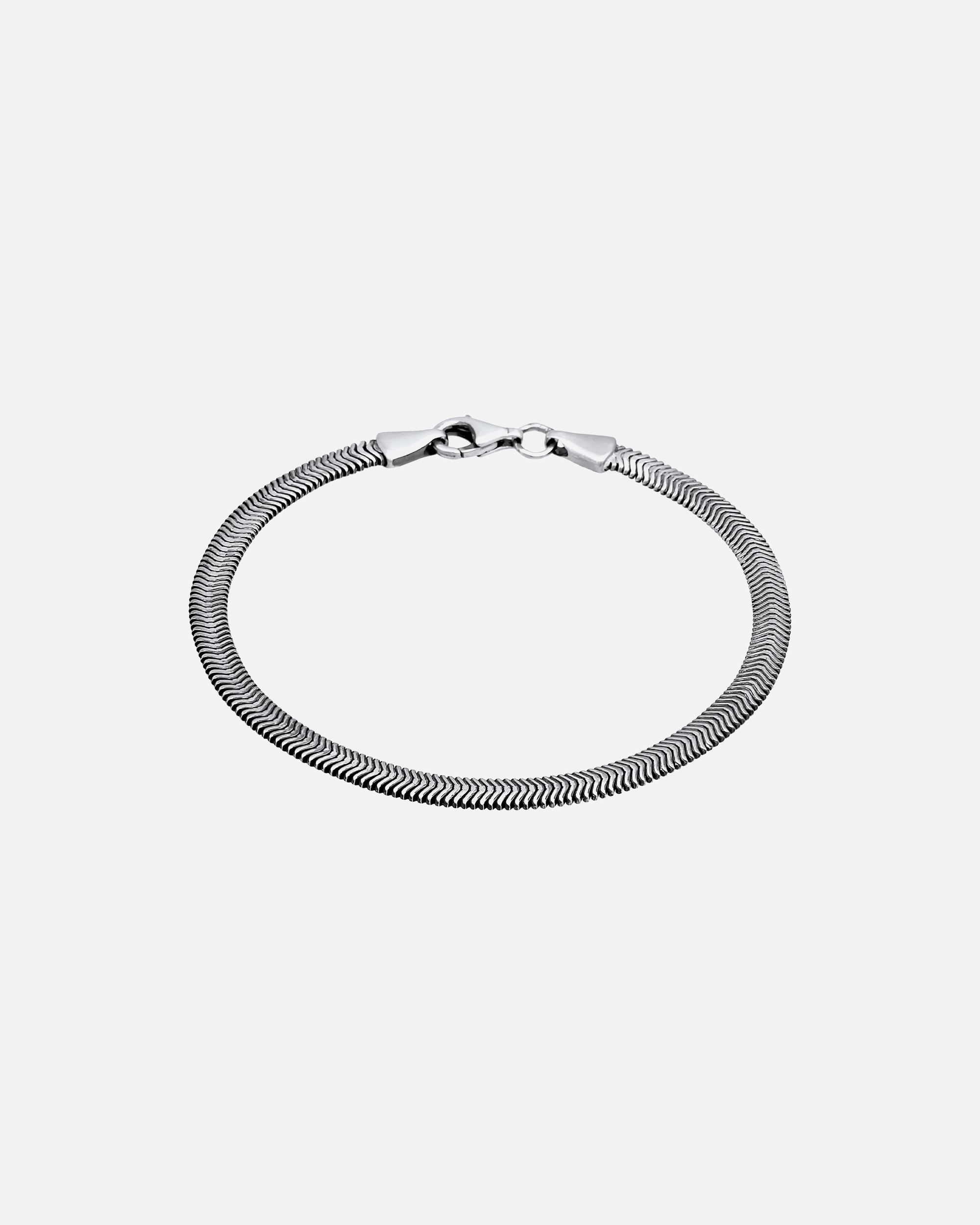 Bracelet pour Homme KUZZOI Plat Elégant Collier serpent arête de poisson 925 Argent 21