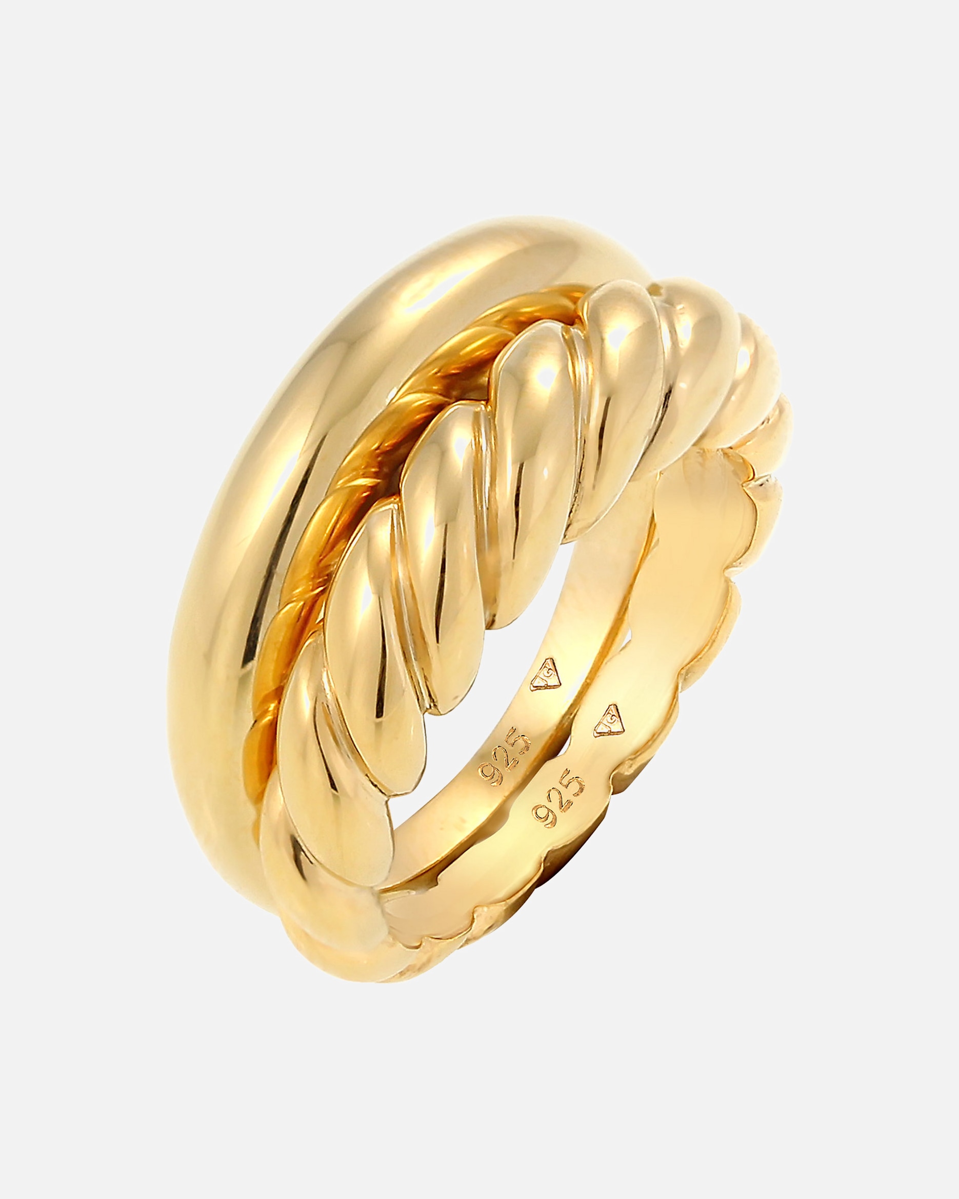 Bague pour Femme Elli PREMIUM Set de 2 Anneaux torsadés Basique en Argent 925 54