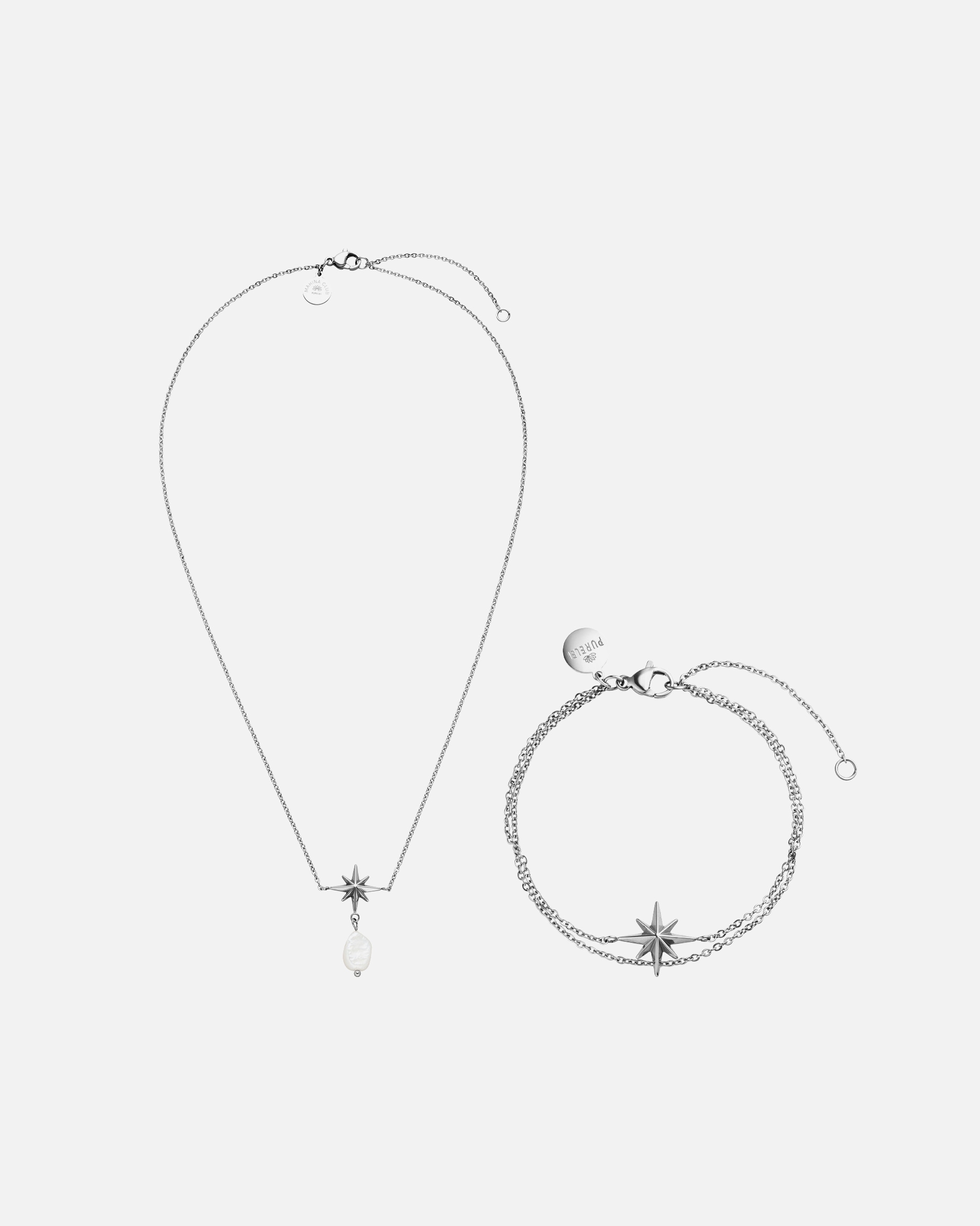Parure de bijoux pour Unisexe Purelei Windrose Ensemble de bijoux 100% acier inoxydable Argent