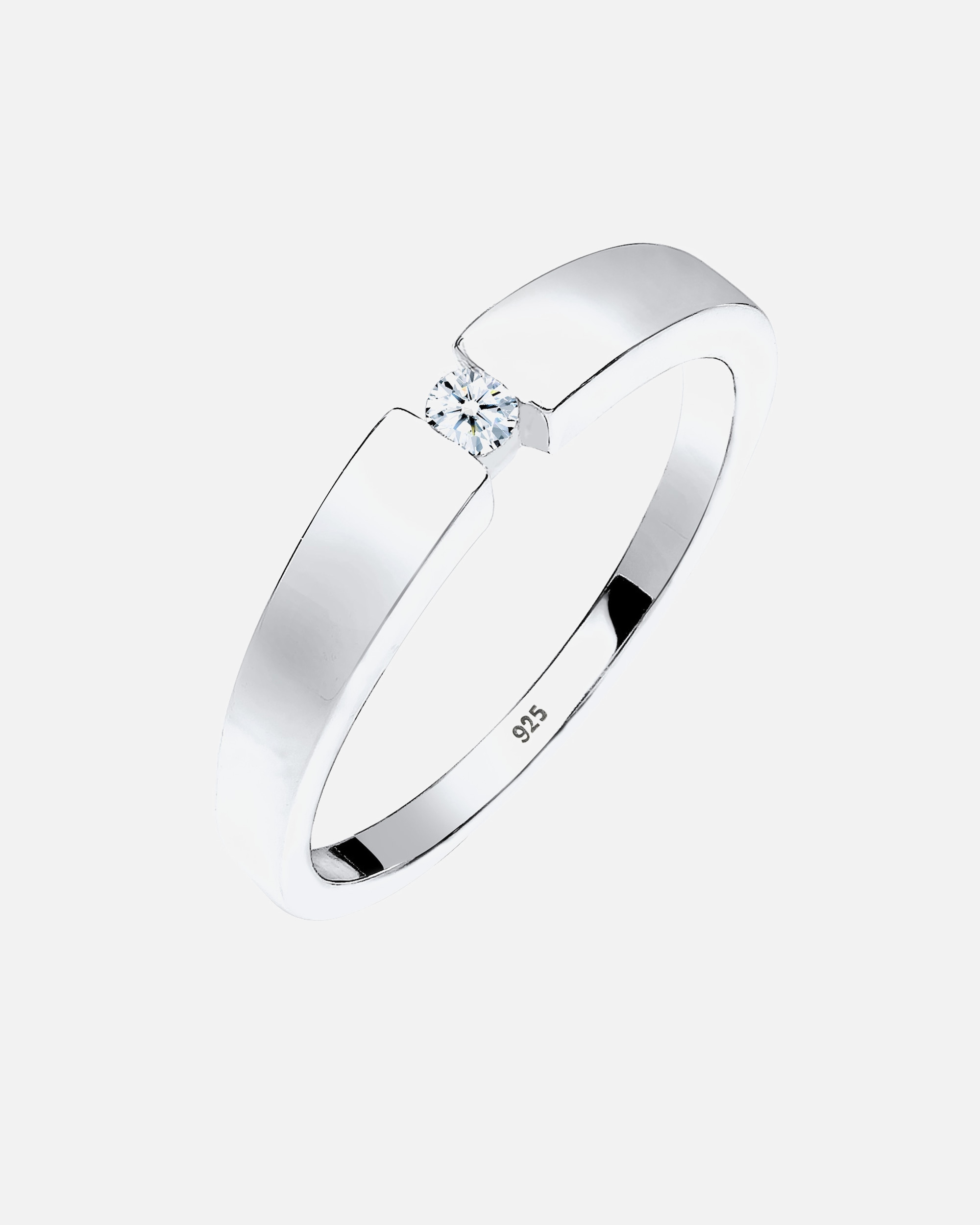 Bague pour Femme Classique Bague ruban diamant 0.06 ct. 925 Argent 56