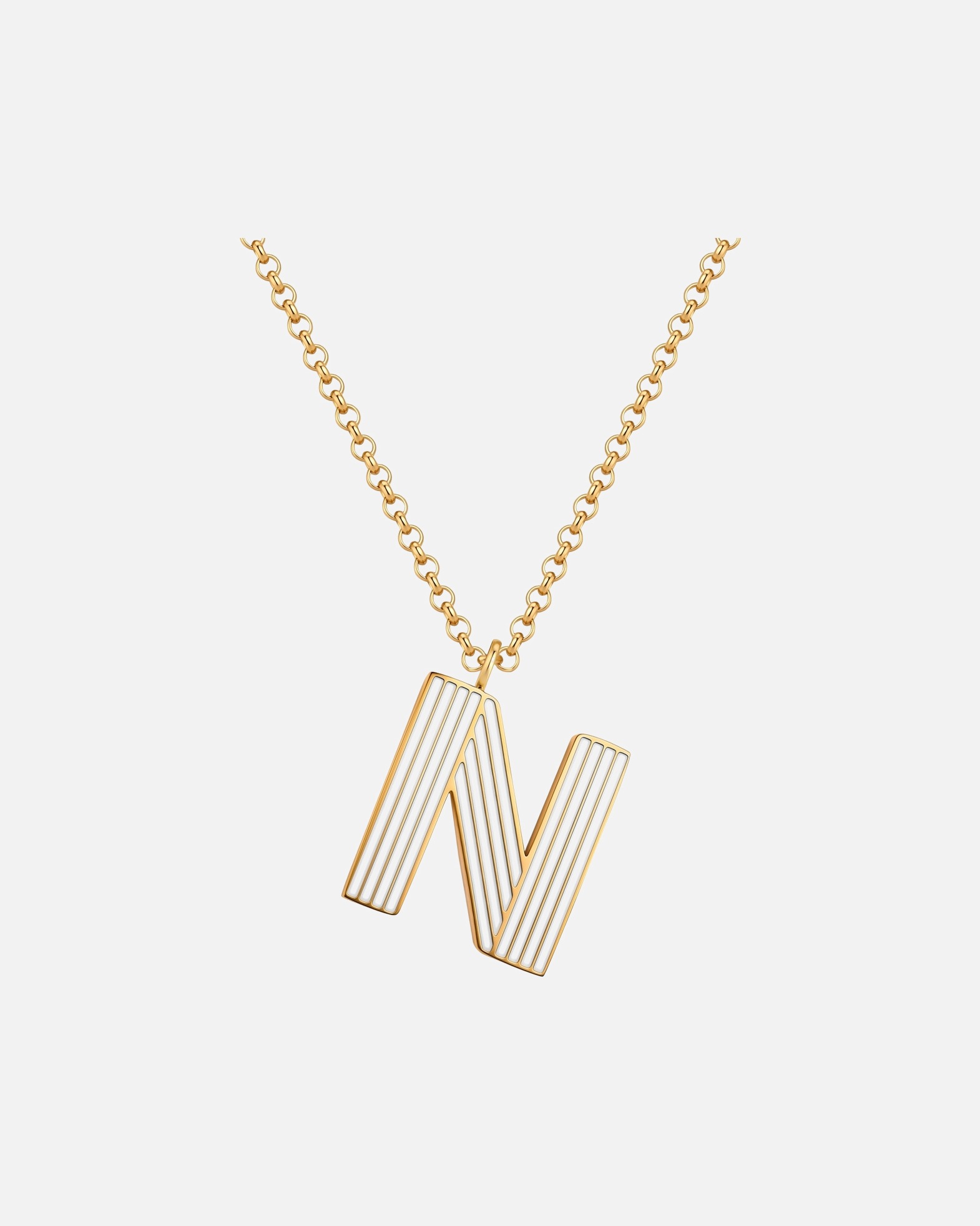 Collier pour Femme Glanzstücke München Collier Lettre N en Acier Inoxydable en Doré 40,0 cm Basiskette + 5,0 cm Verlängerung