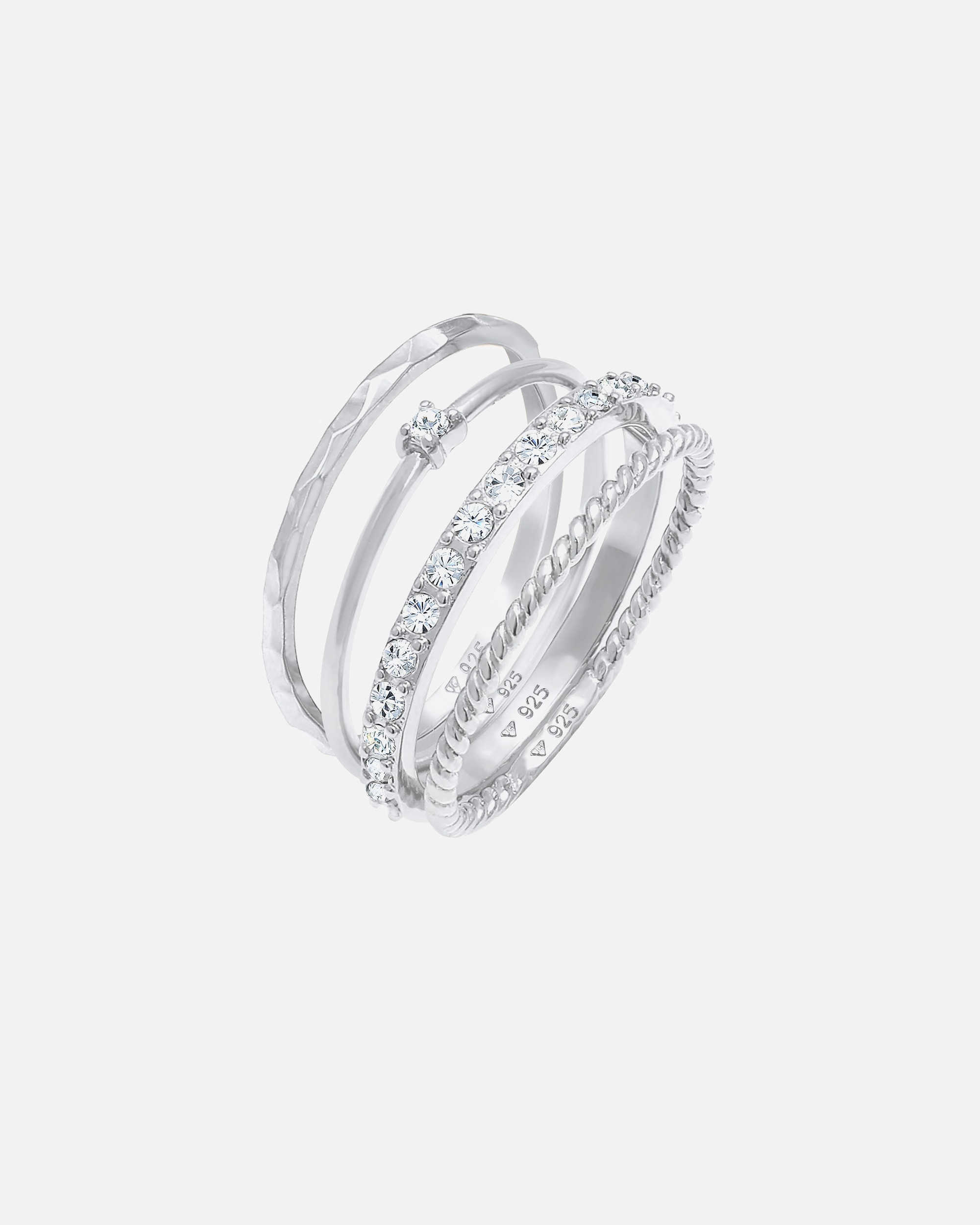 Bague pour Femme Elli Bague empilée pour femme, set de 4, torsadée en argent sterling 925 58