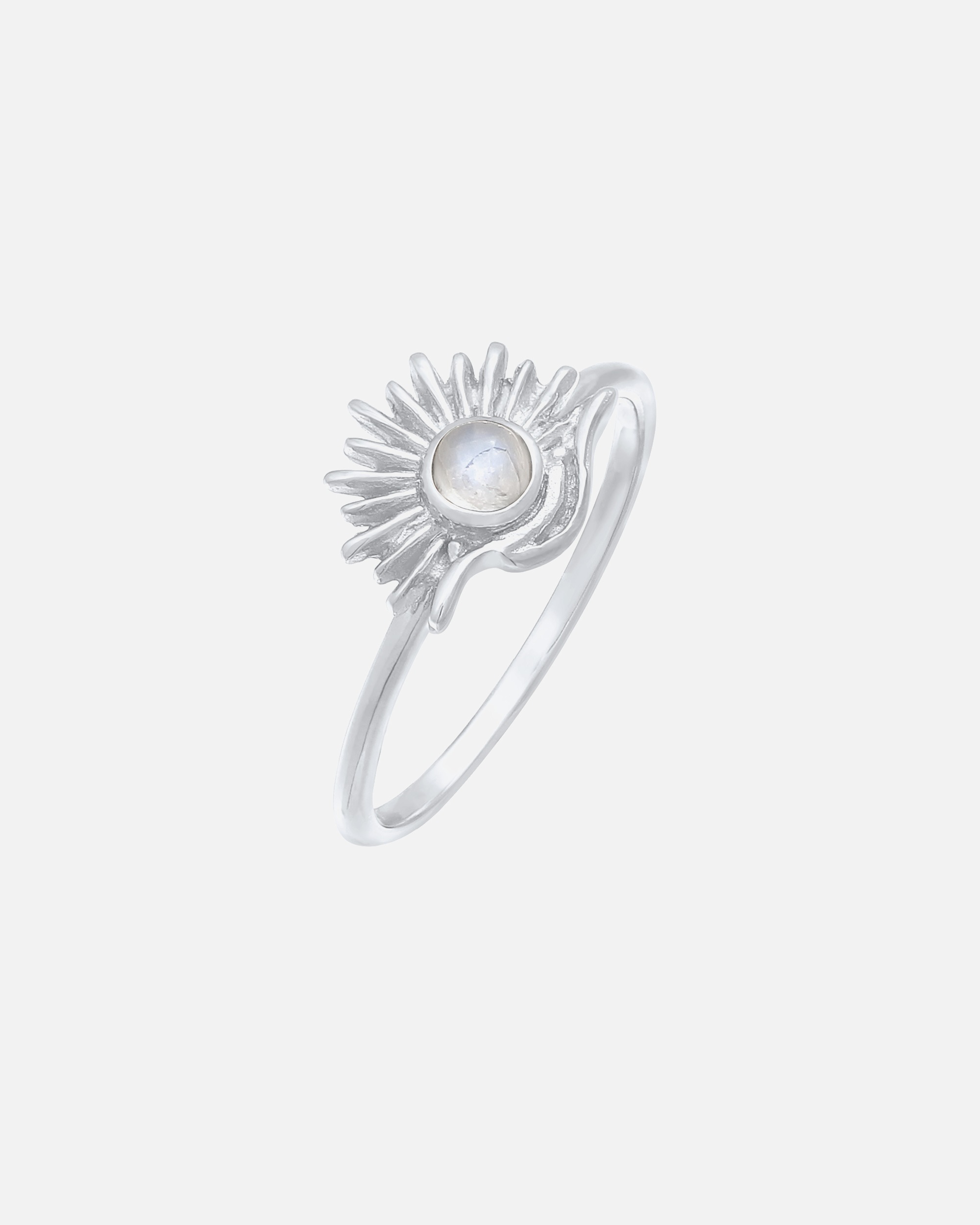 Bague pour Femme Elli Blogueur Femme Sun Boho Look Trend avec pierre de lune en argent sterling 925 plaqué or 52