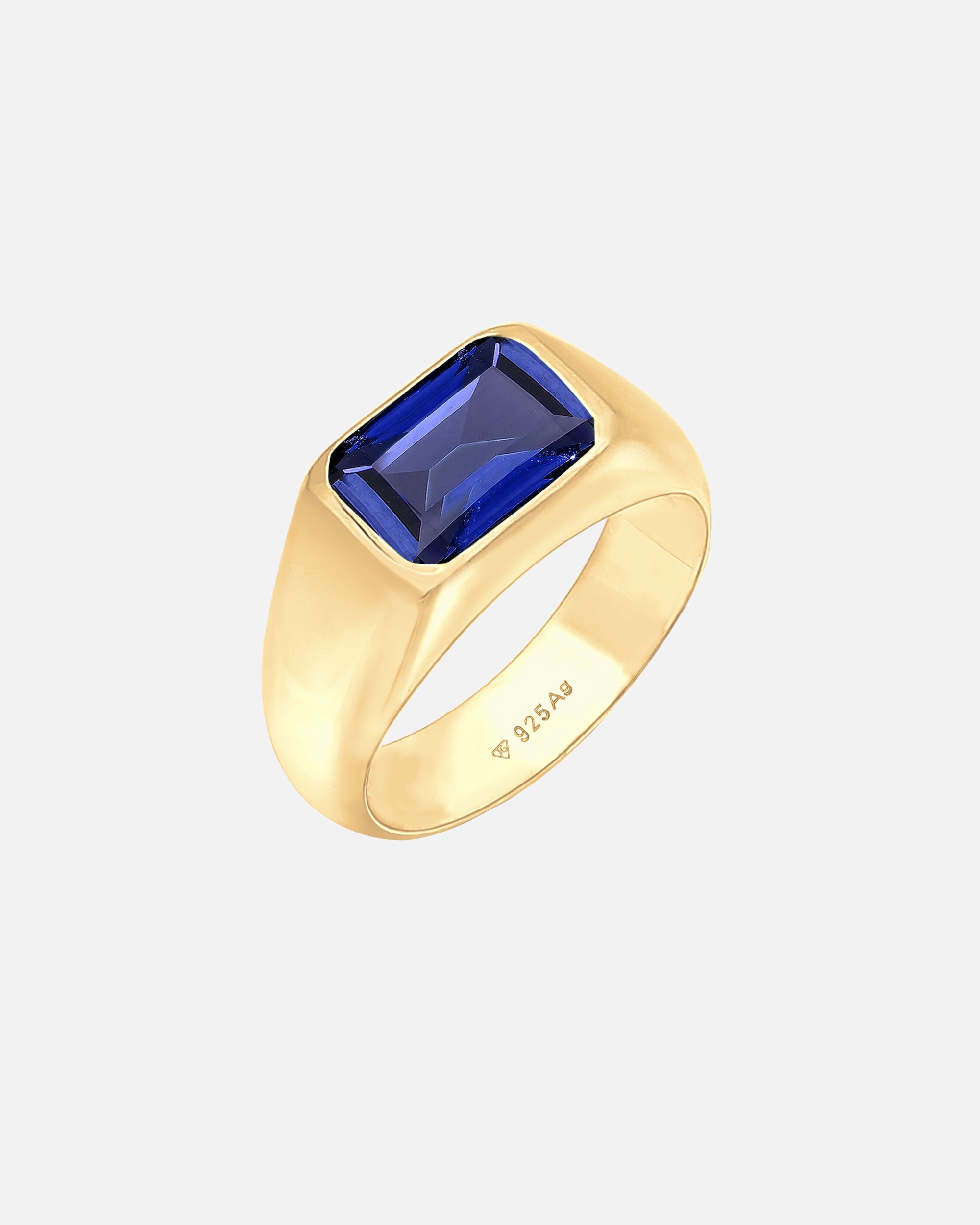 Bague pour Femme Elli PREMIUM Bague Signet Saphir Bleu Foncé 925 Sterling Silver 58