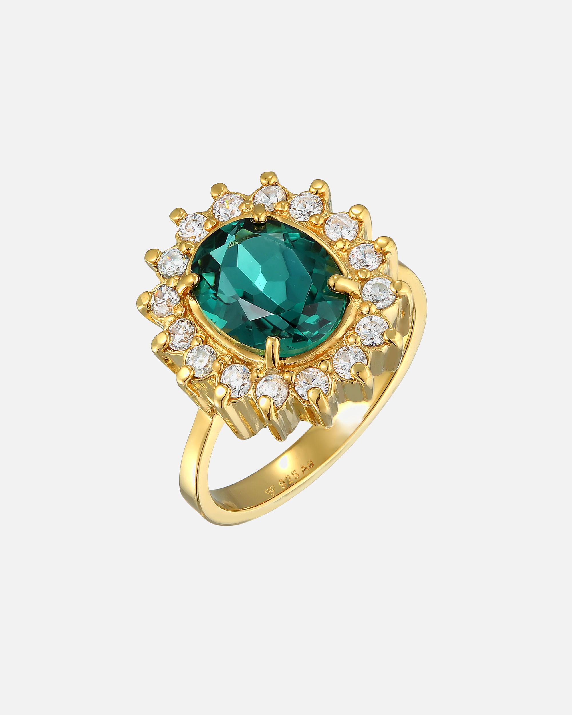 Bague pour Femme Elli PREMIUM Cocktailring Quarz Grün Royal Zirkonia 925 Silber 52
