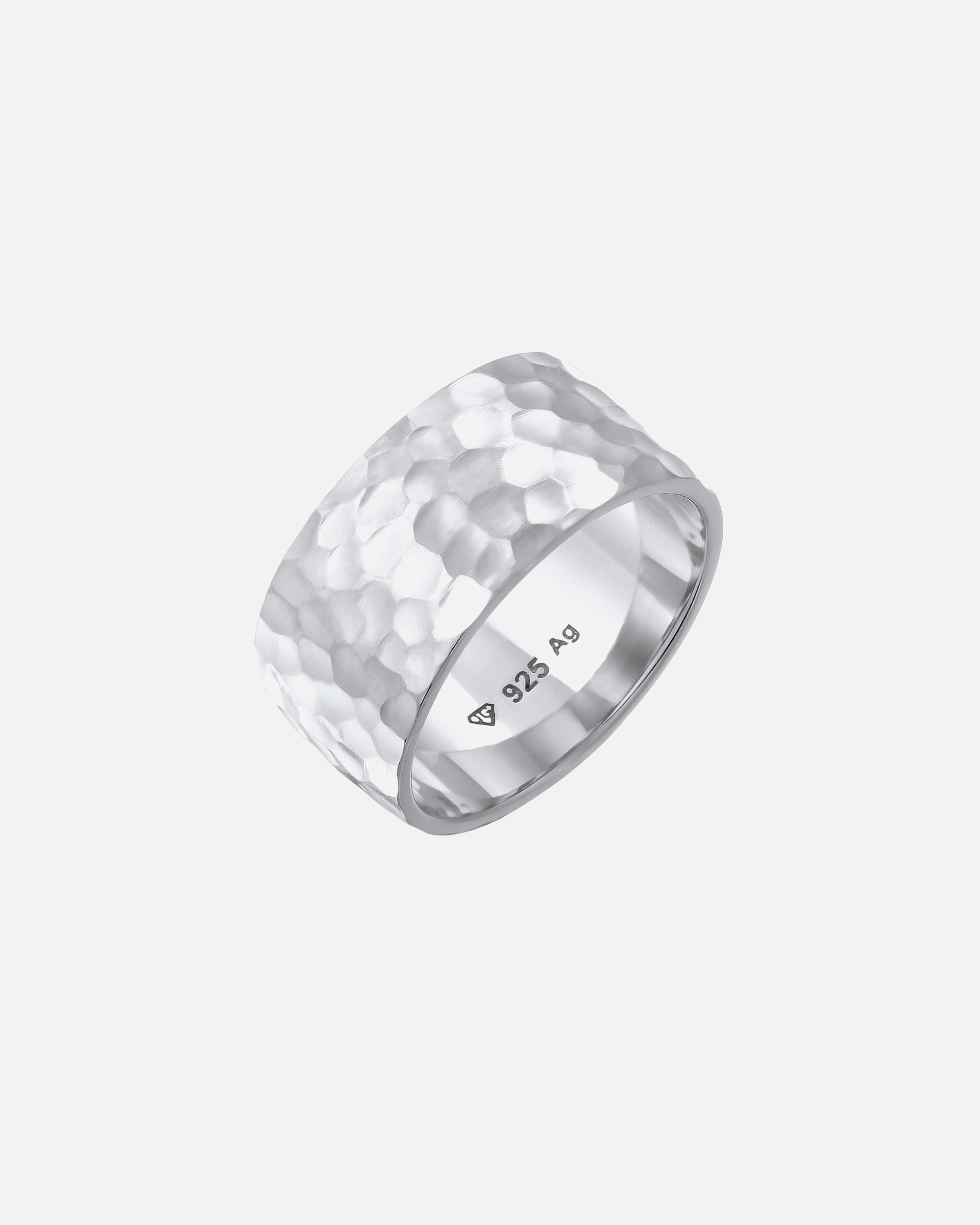 Bague pour Femme Elli Femmes Bande Basique Martelé en Argent Sterling 925 52