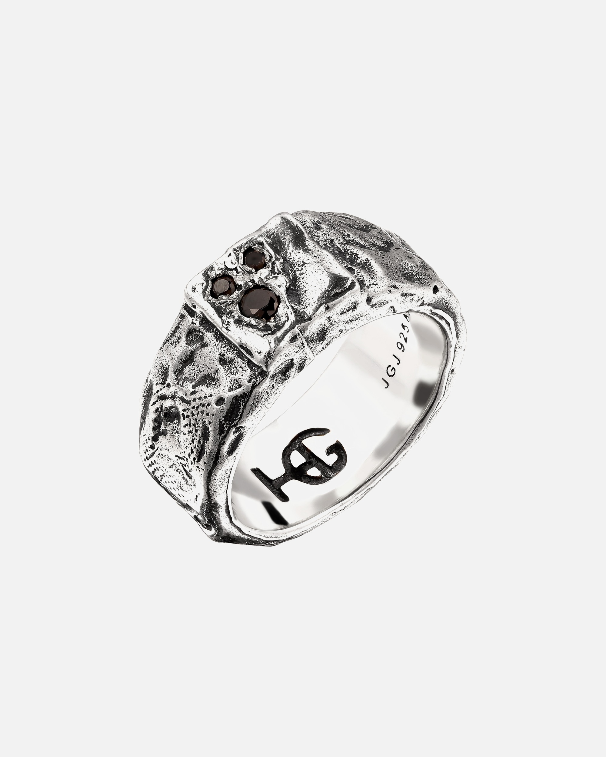 Bague pour Homme Haze & Glory Default Brand Line Bague homme Zirconia Noir 925 Sterling Silver 64