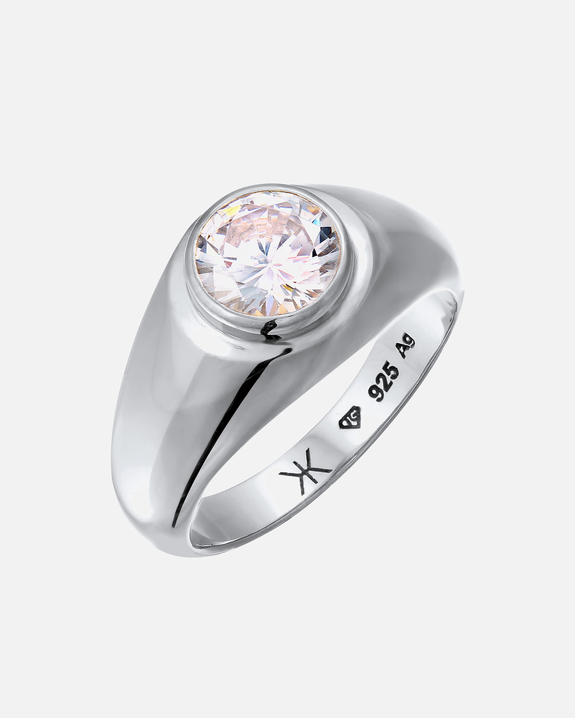 Bague pour Homme Bague Unisexe Zirconia Blanc 925 Sterling Silver 60