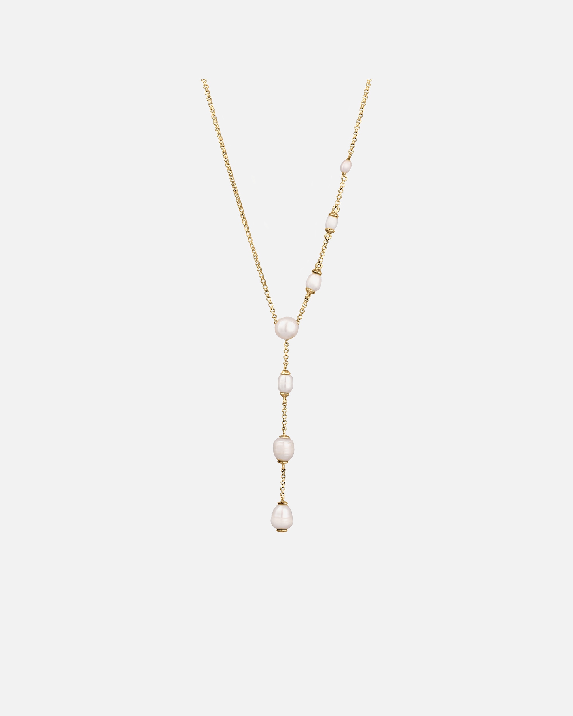 Collier pour Femme Collier-Y Perles Culturées Eau Douce Blanc 925 Argent Doré 45