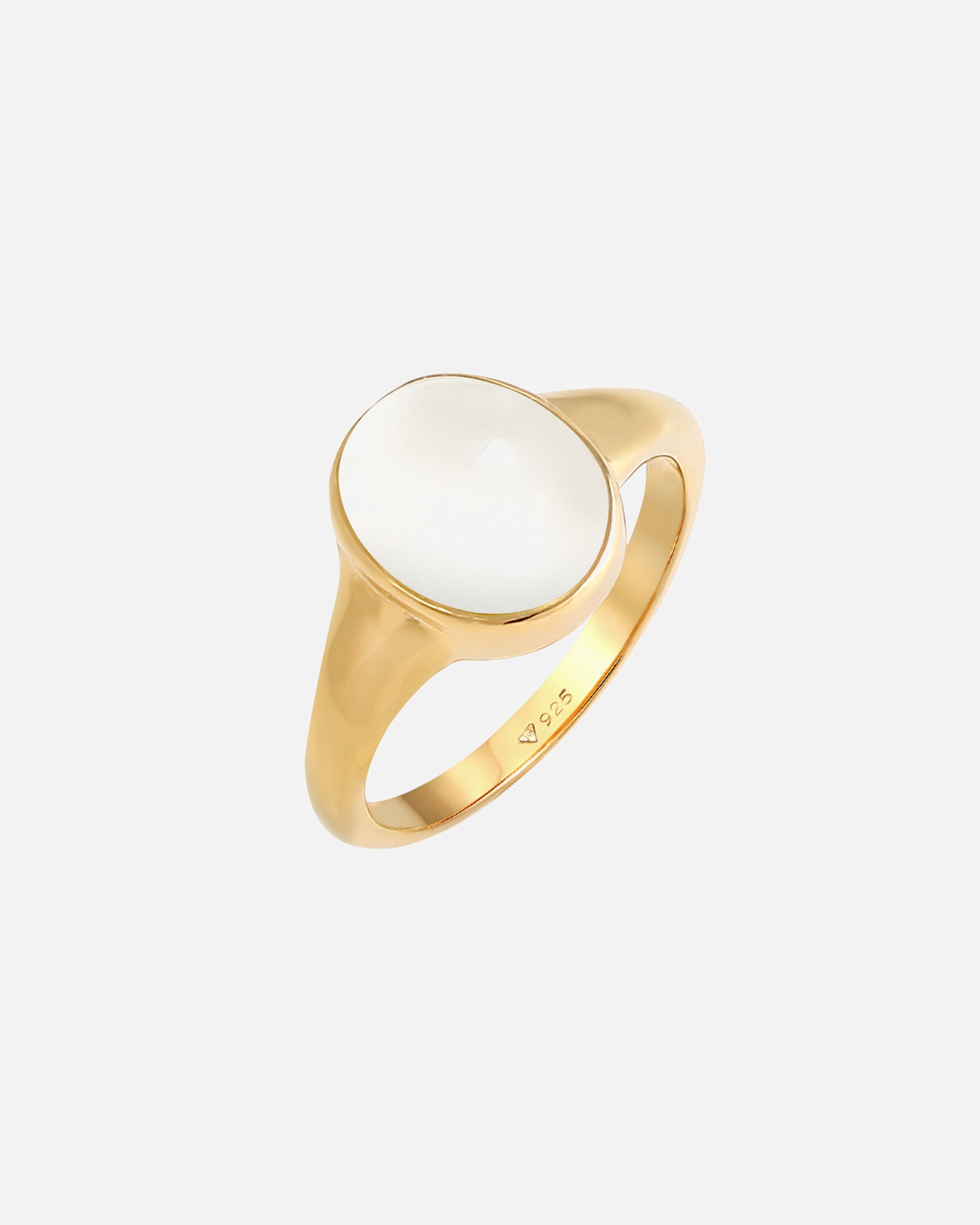 Bague pour Femme Elli Bague Sceau Pierre de lune ovale 925 Argent Plaqué Or 58