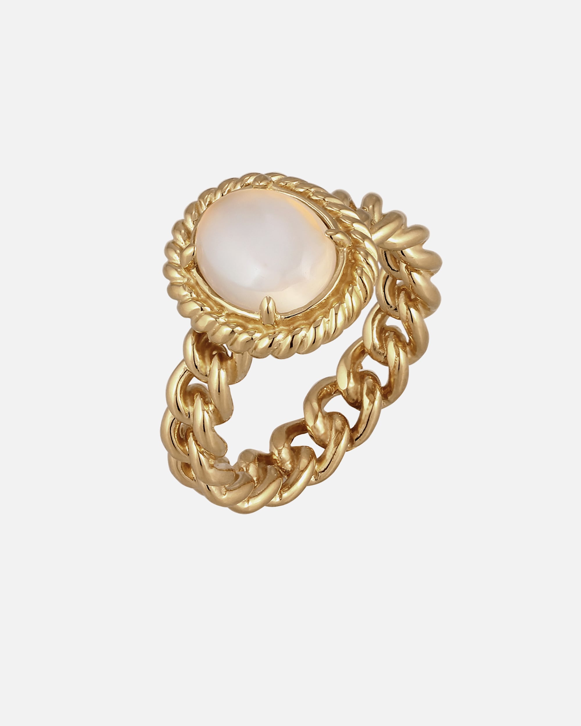 Bague pour Femme Elli PREMIUM Bague avec pierres Pierre de lune Blanc 925 Sterling Silver Gold-plated 52