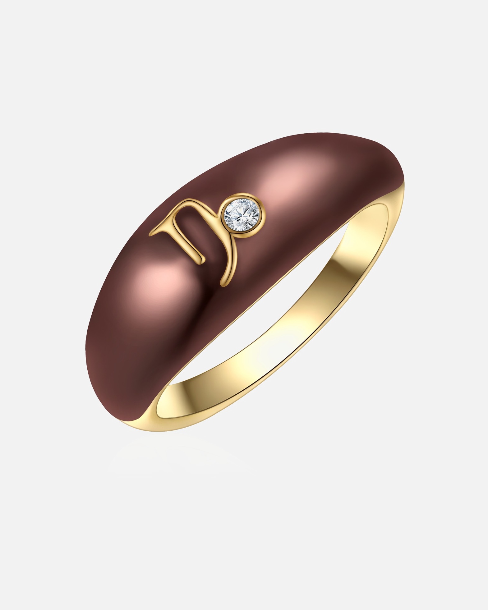 Bague pour Femme Glanzstücke München Bague Zodiaque Capricorne en Argent sterling en Or jaune 58