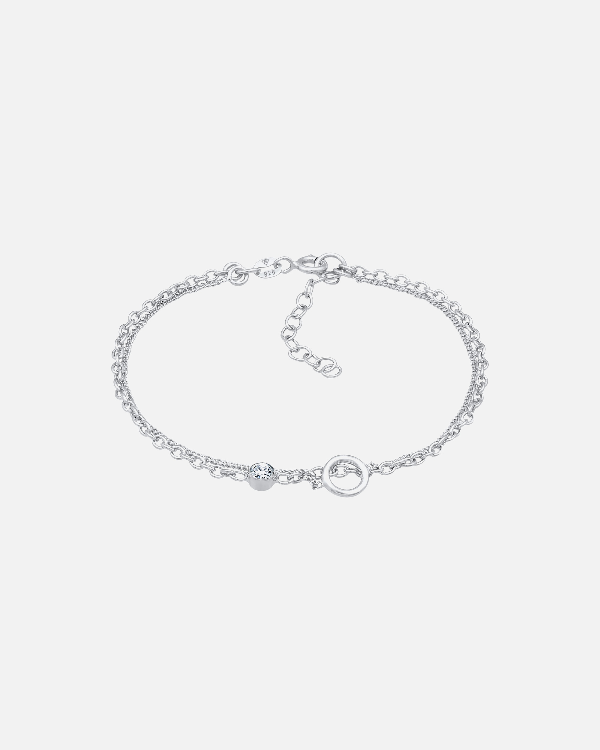 Bracelet pour Femme Elli Femmes solitaire cercle couche avec cristal de verre en argent sterling 925 silberfarben