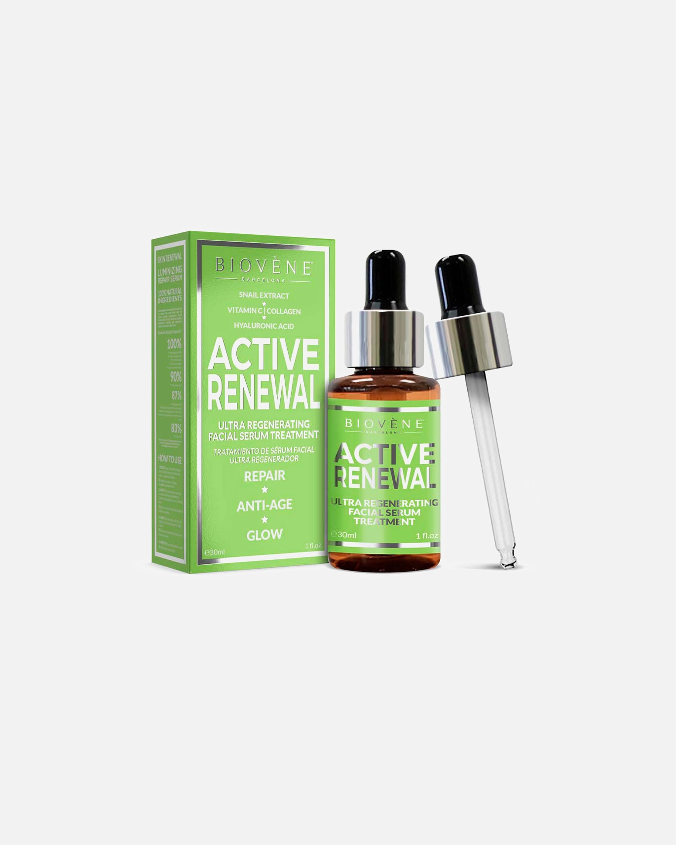 Cure visage pour Femme Biovène Sérum visage ultra régénérant ACTIVE RENEWAL 30 ml