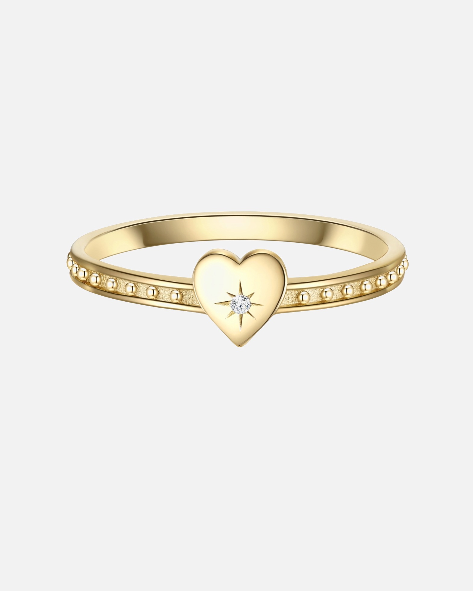 Bague pour Femme Glanzstücke München Bague en argent Coeur Argent sterling Oxyde de zirconium (CZ) en Or jaune 60