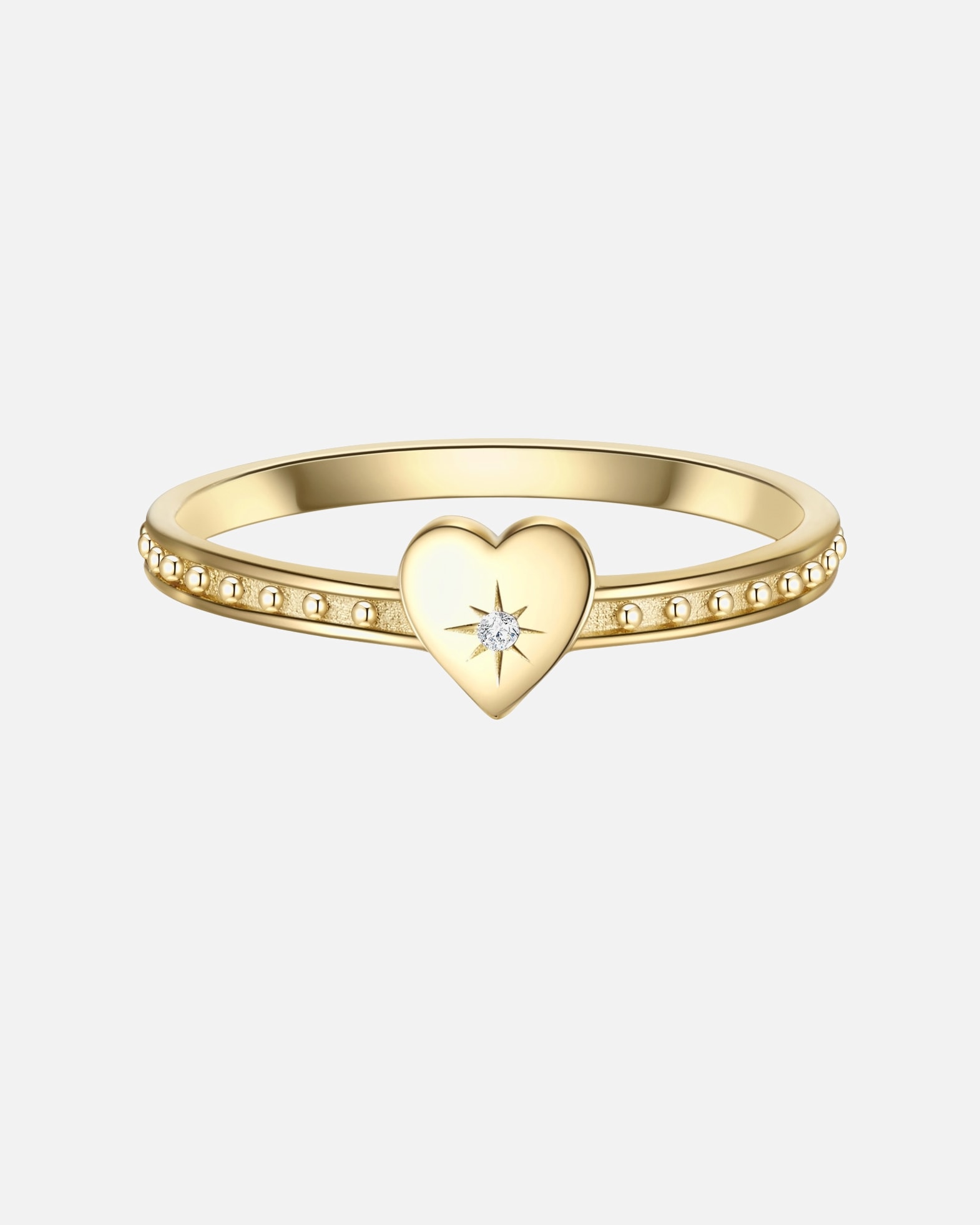Bague pour Femme Glanzstücke München Bague en argent Coeur Argent sterling Oxyde de zirconium (CZ) en Or jaune 48