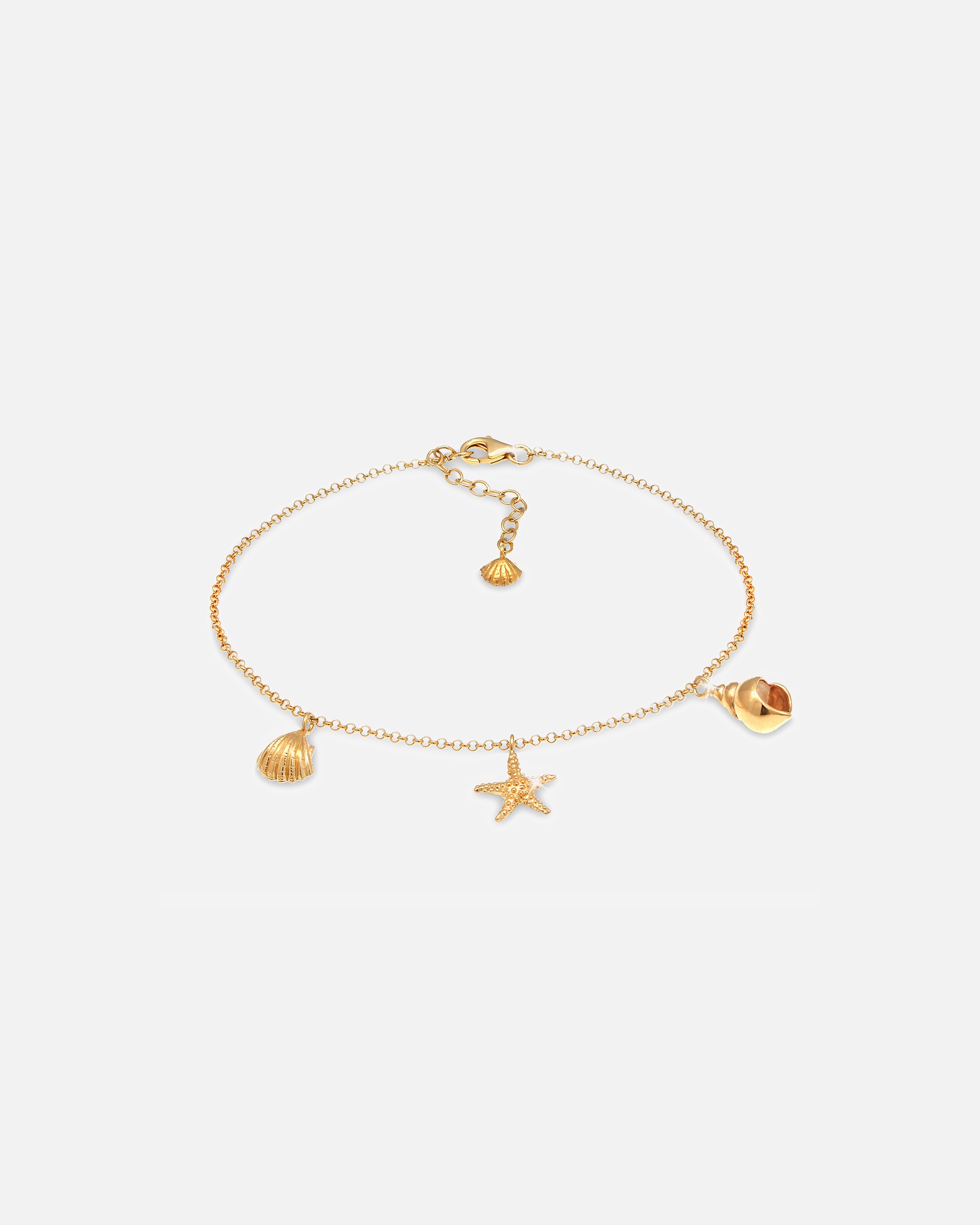 Bijoux pour Femme Elli Femmes bracelet de cheville coquillage étoile de mer en argent sterling 925 goldfarben