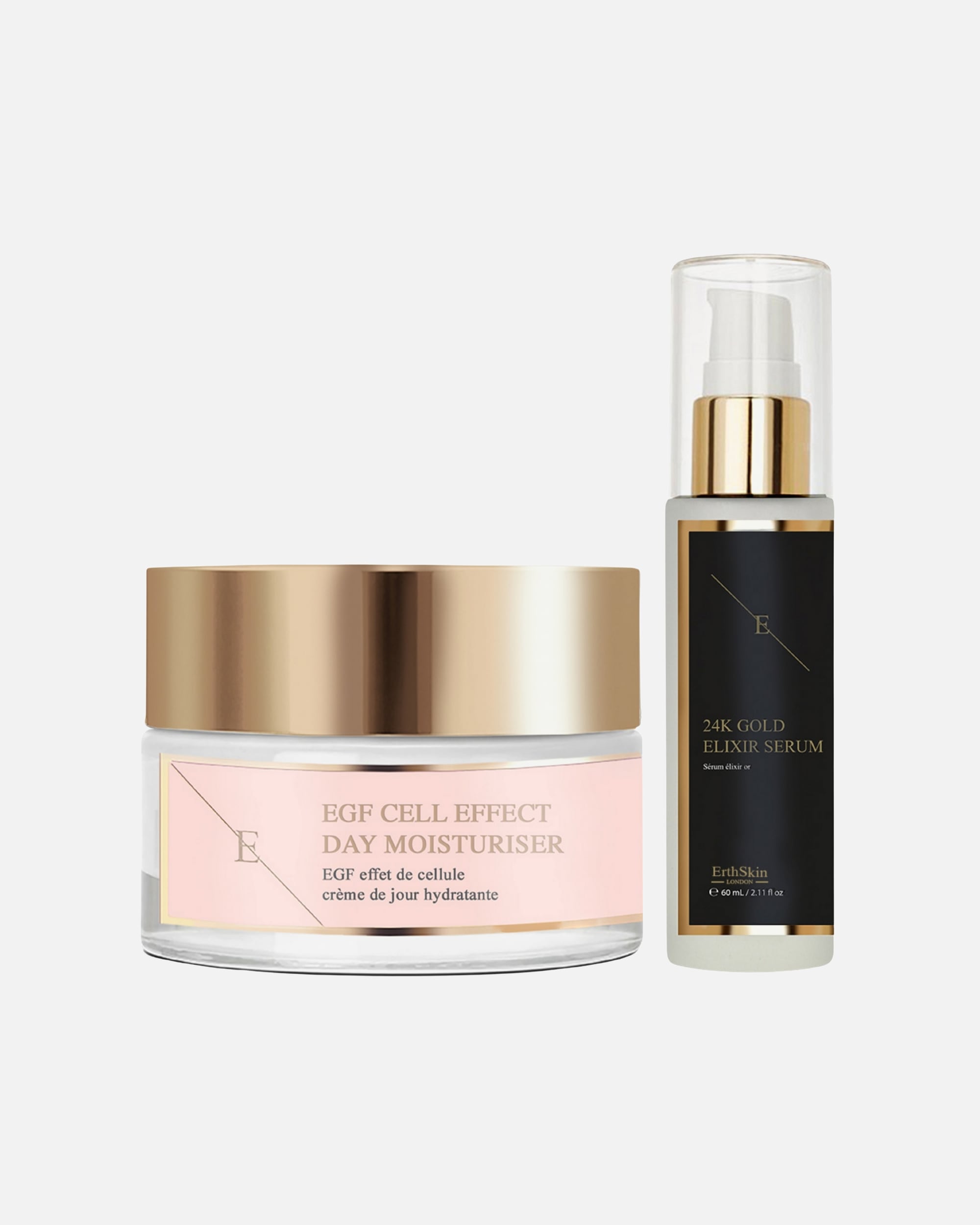 Coffret soin visage pour Femme ErthSkin London Duo Power Or 24 carats et EGF 1 pièce