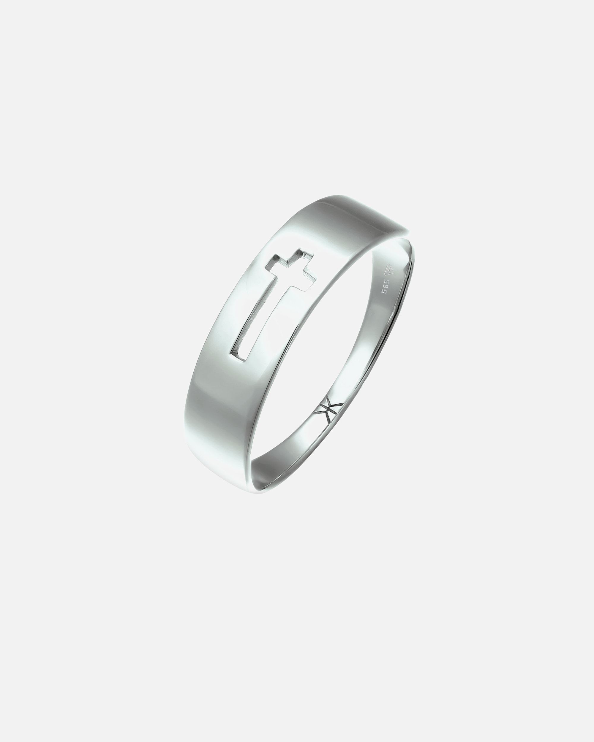 Bague pour Homme KUZZOI Bague Croix 585 Or Blanc 54