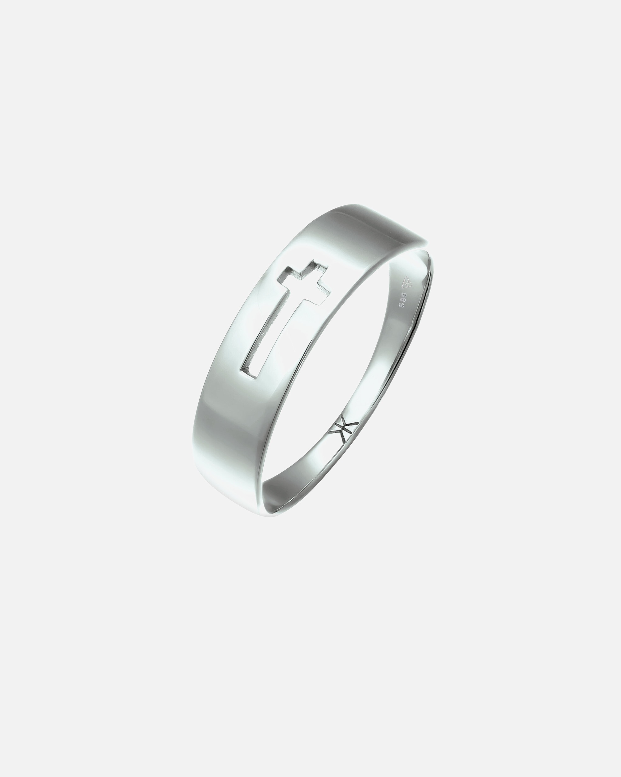 Bague pour Homme KUZZOI Bague Croix 585 Or Blanc 64