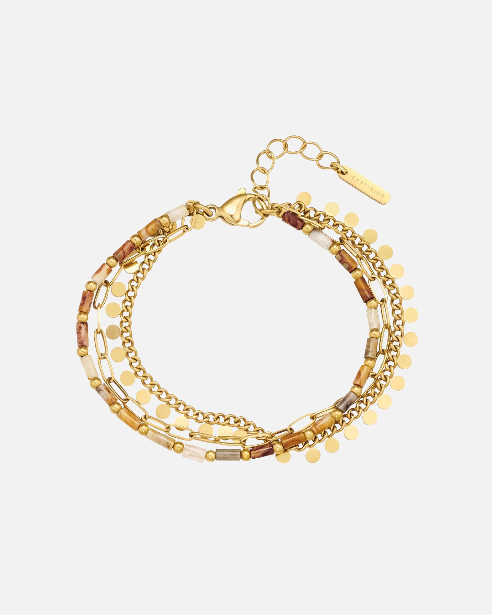 Bracelet pour Femme Eastside Bracelet en Acier inoxydable en Or jaune Longueur de base 17,0 + rallonge 3,0 cm