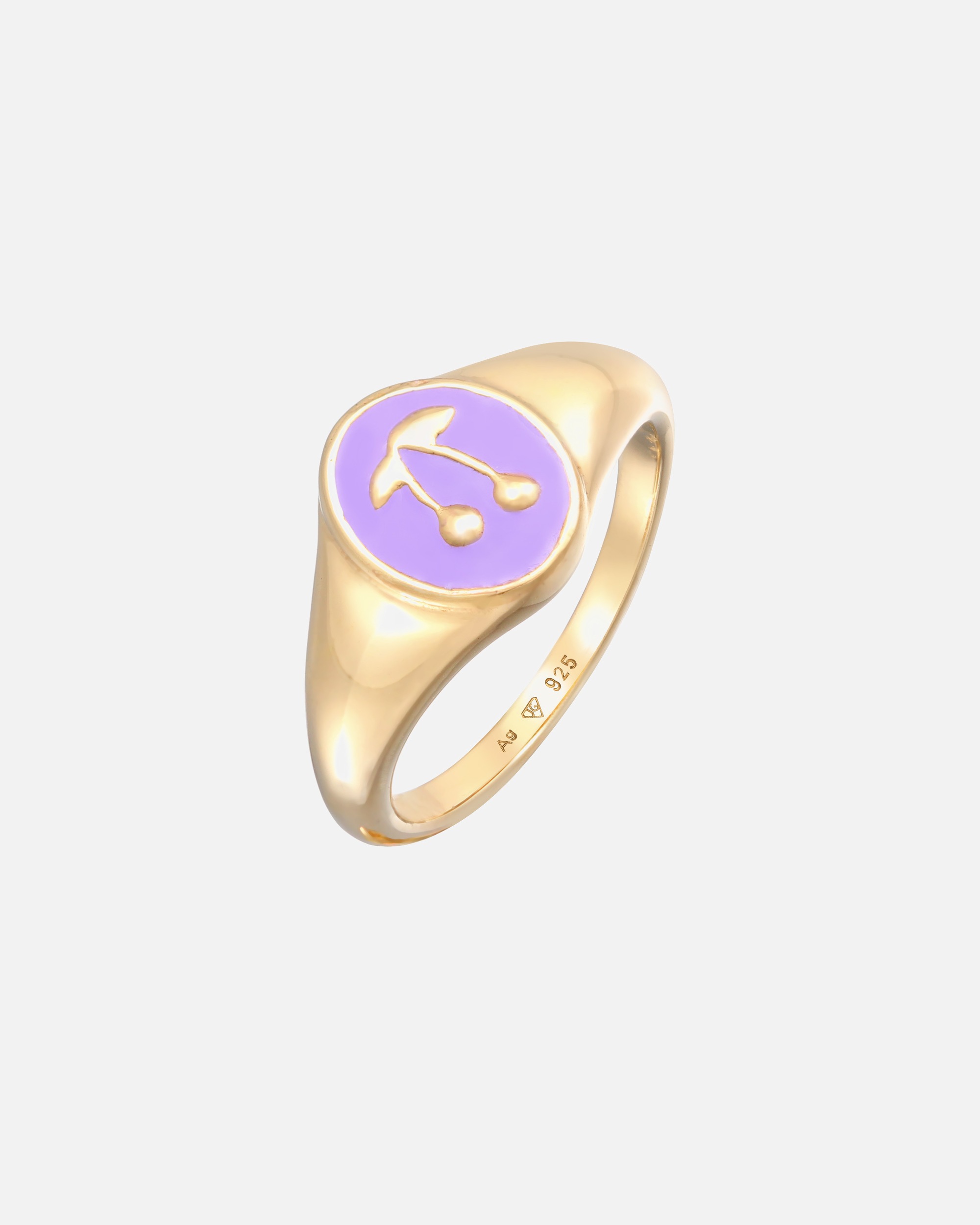 Bague pour Femme Elli Elli Ring Siegelring Kirsche Emaille 925 Silber vergoldet 56