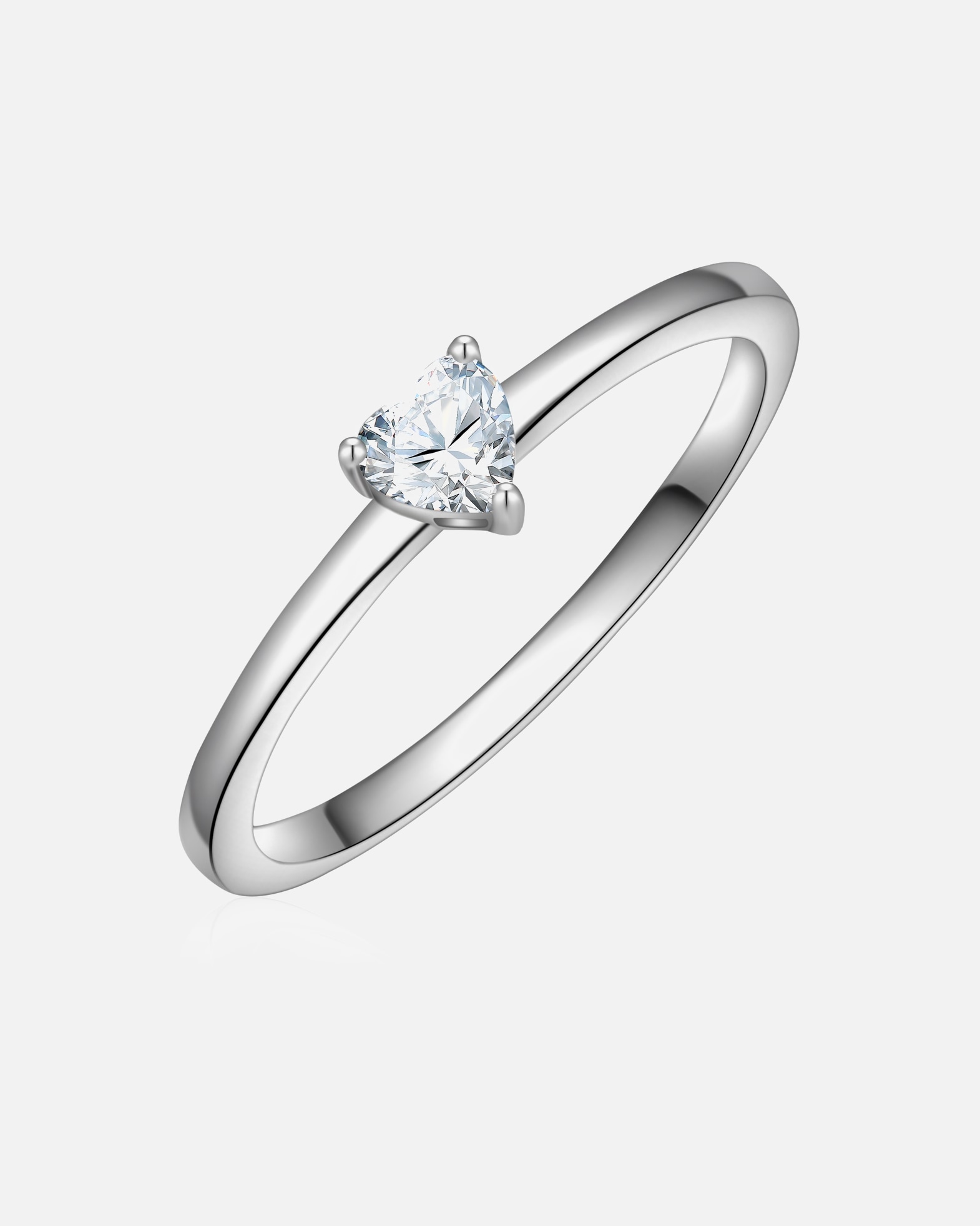 Bague pour Femme Trilani Bague Cœur en Argent Sterling en argent avec Zirconium 60