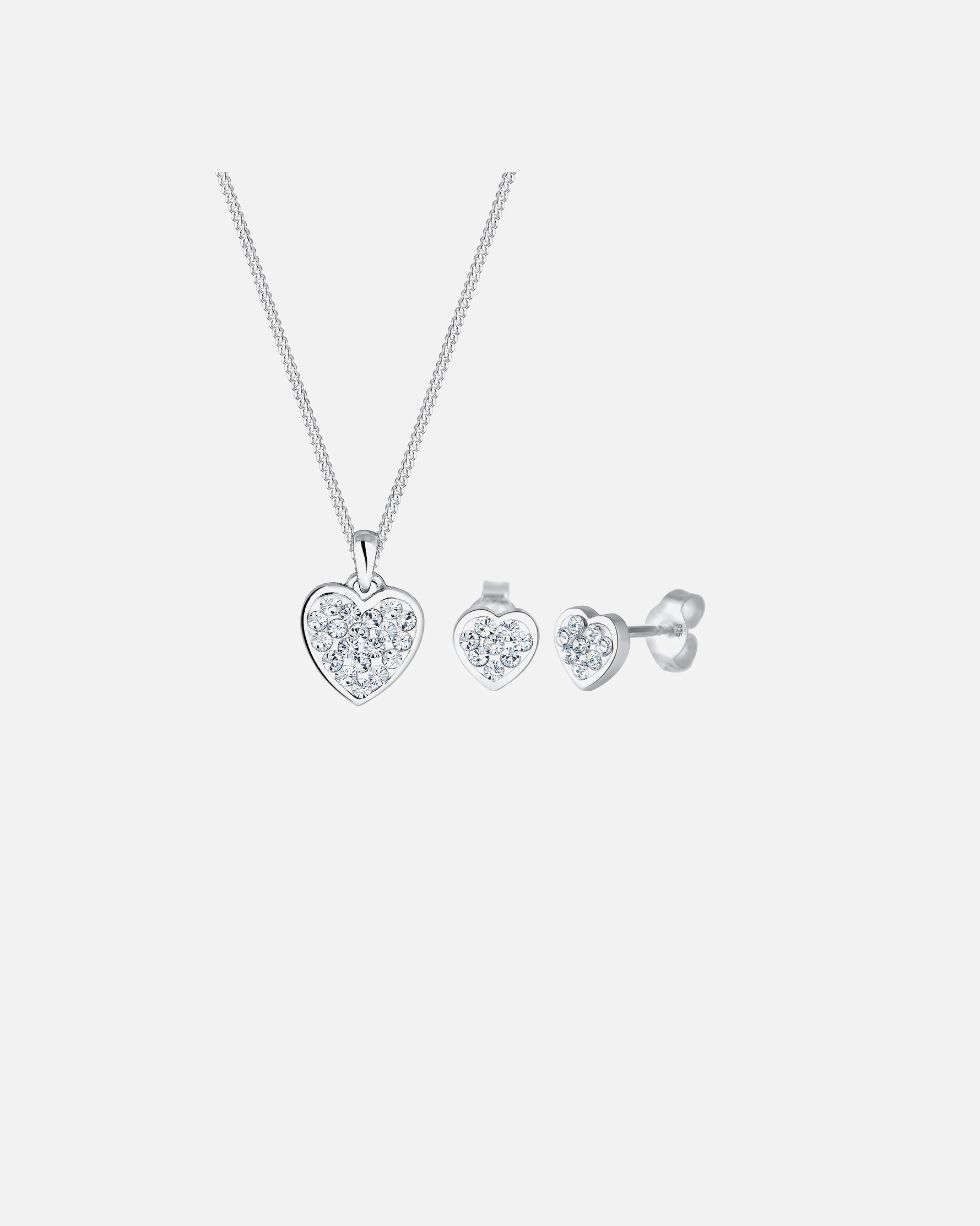 Parure de bijoux pour Femme Elli Femmes Set filigrane cœur avec cristaux en argent sterling 925 Blanc