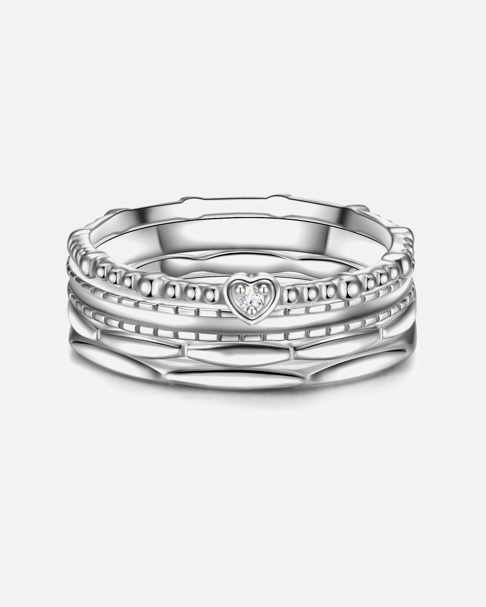 Bague pour Femme Glanzstücke München Bague en argent Coeur Argent sterling Oxyde de zirconium (CZ) en Argent 56