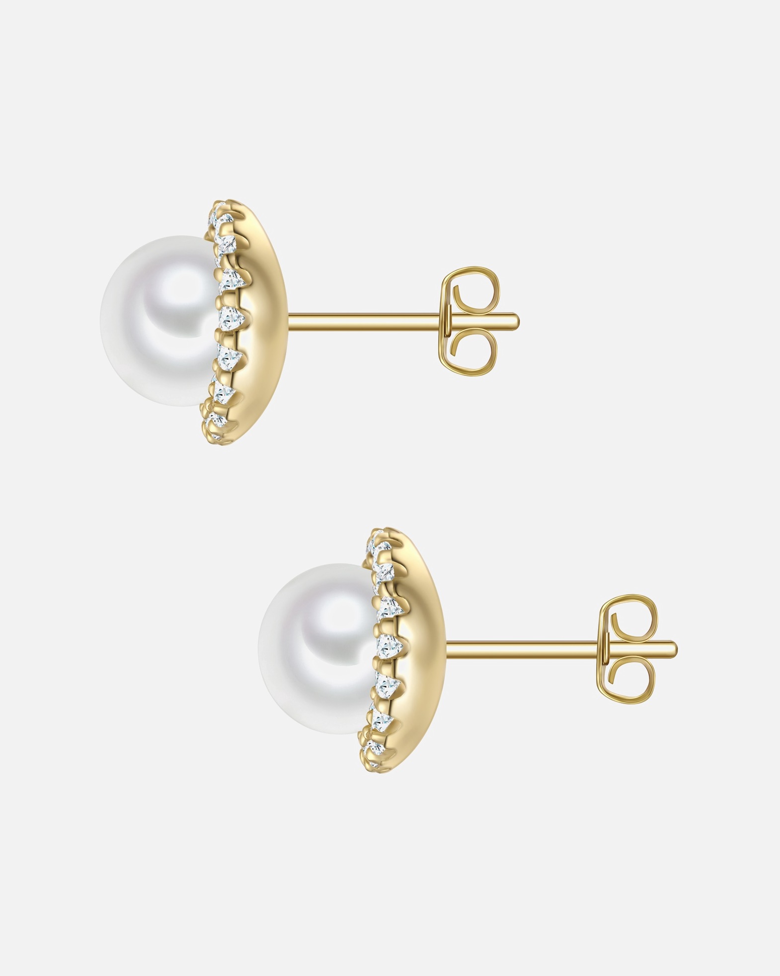Boucles d'oreilles pour Femme Rafaela Donata Boucles d'oreilles en Argent Sterling en or jaune avec zirconium et perle de coquillage 8,7 mm