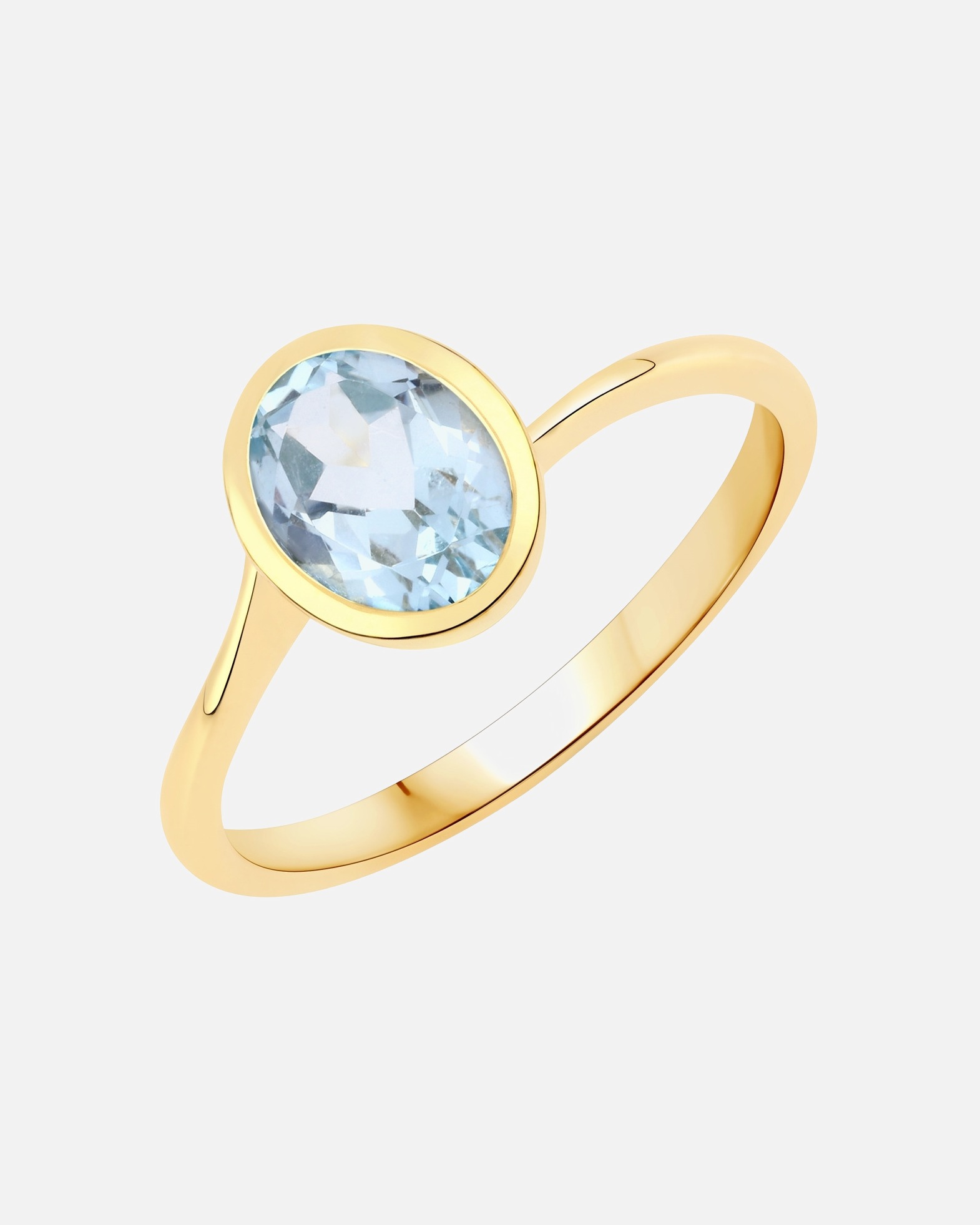 Bague pour Femme Bague Argent sterling Topaz bleu en Or jaune 58