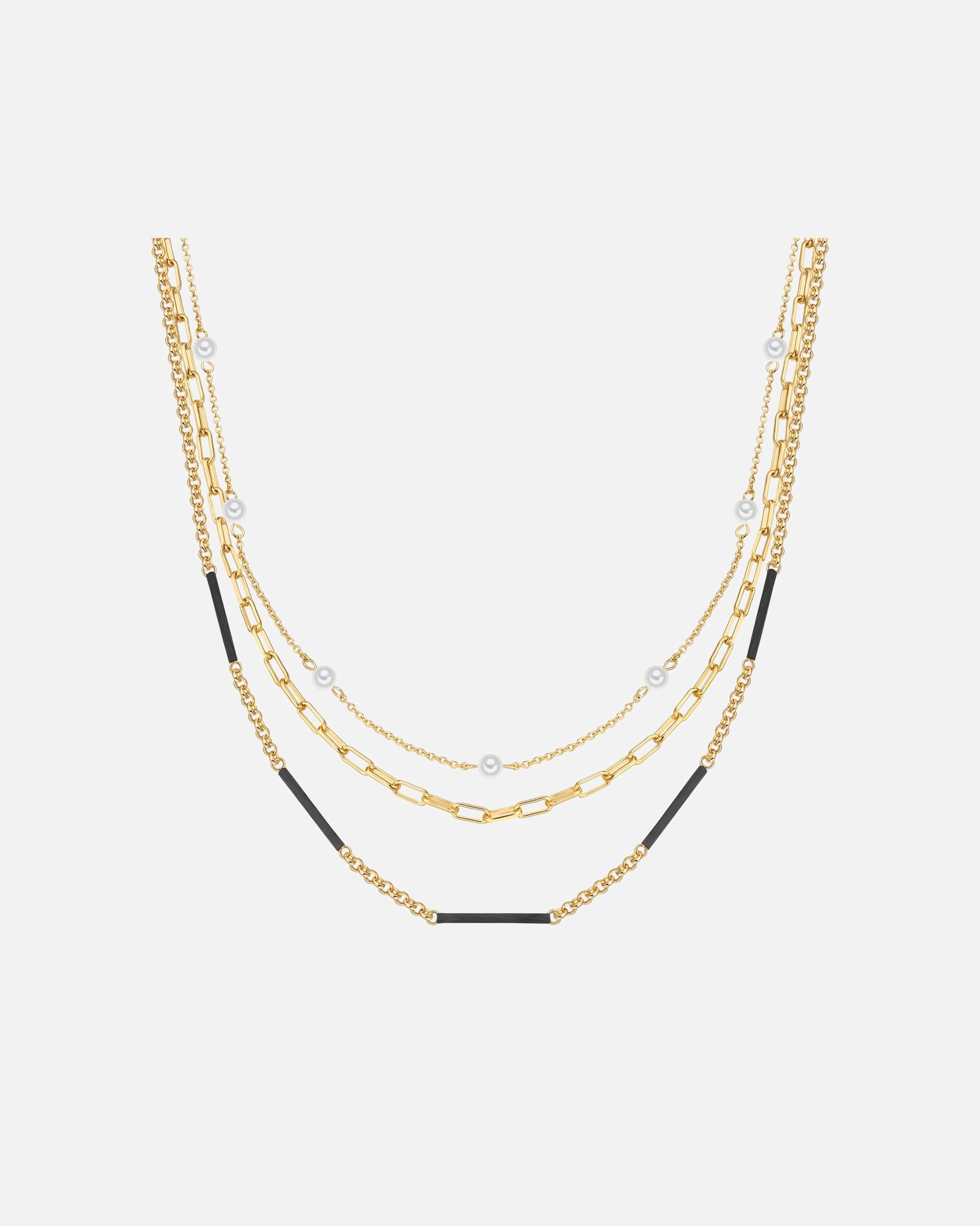 Collier pour Femme Yokoamii Chaîne en Alliage de fer en Or jaune Chaîne de base 39,0/43,0/46,0 cm + rallonge de 3,0 cm