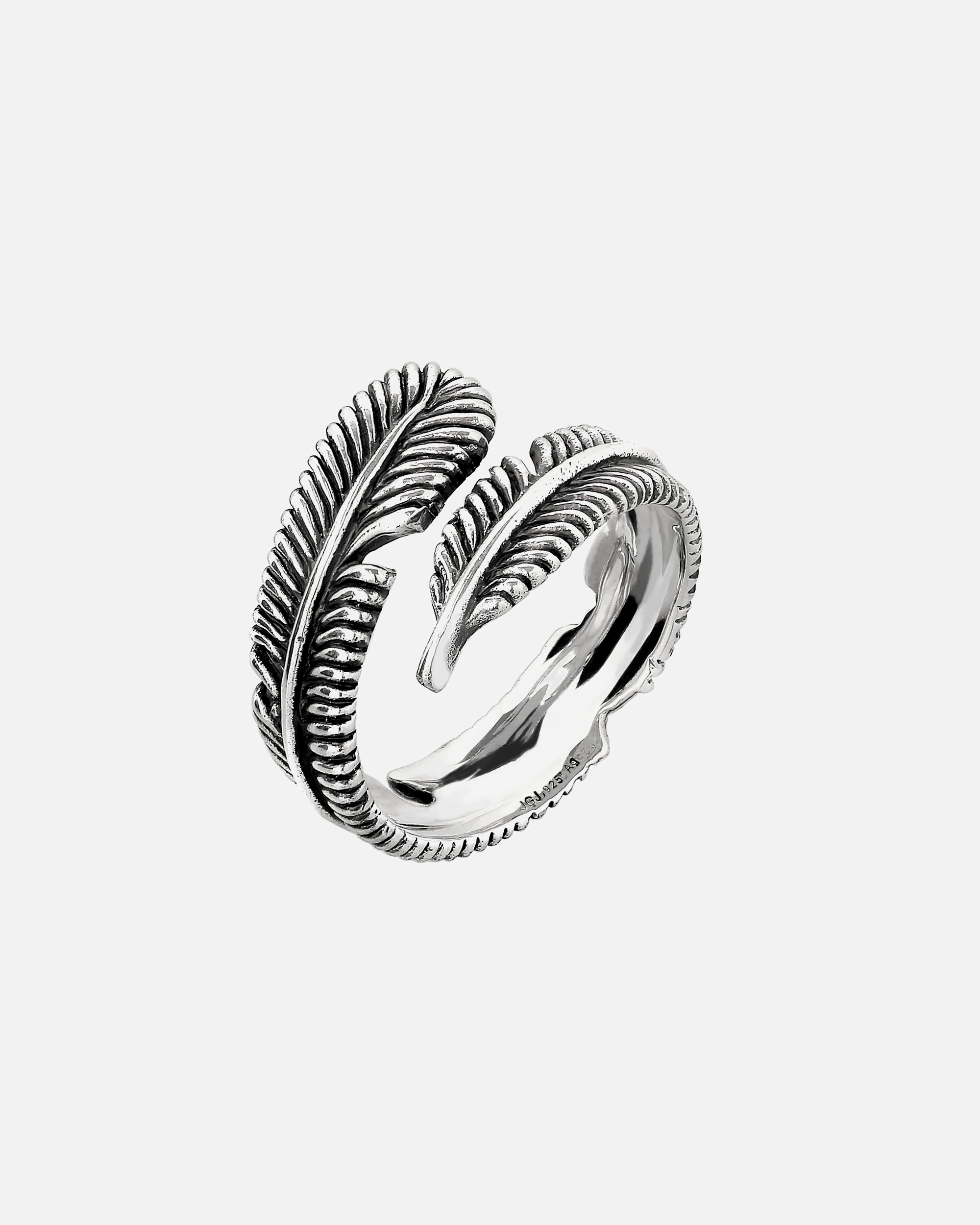Bague pour Homme KUZZOI Bague argent homme Plume 925 Sterling Silver 60