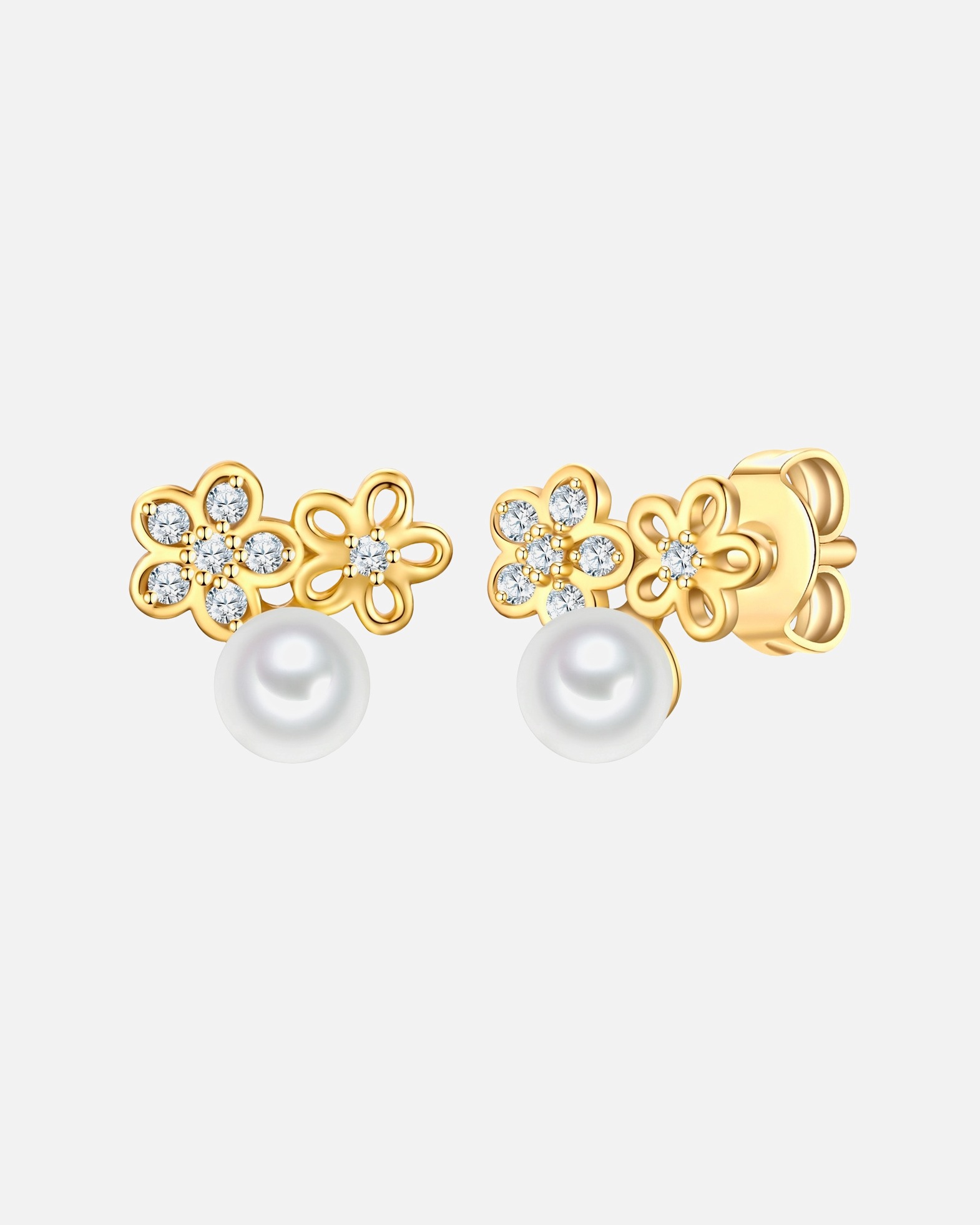 Boucles d'oreilles pour Femme Boucles d´oreilles Fleur en Argent sterling en Or jaune 8,1 mm