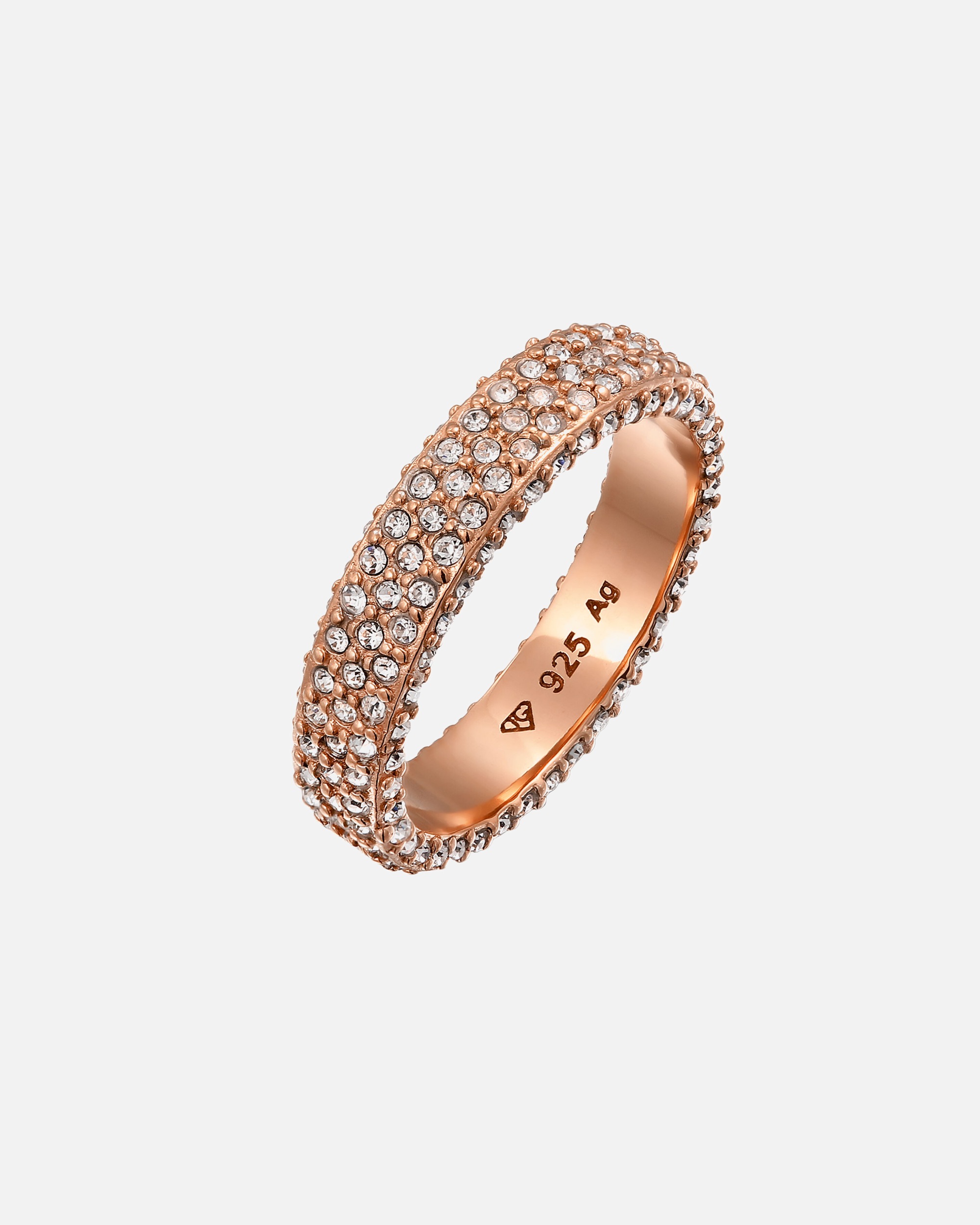 Bague pour Femme Bague Cristaux Verre Blanc 925 Sterling Silver 52