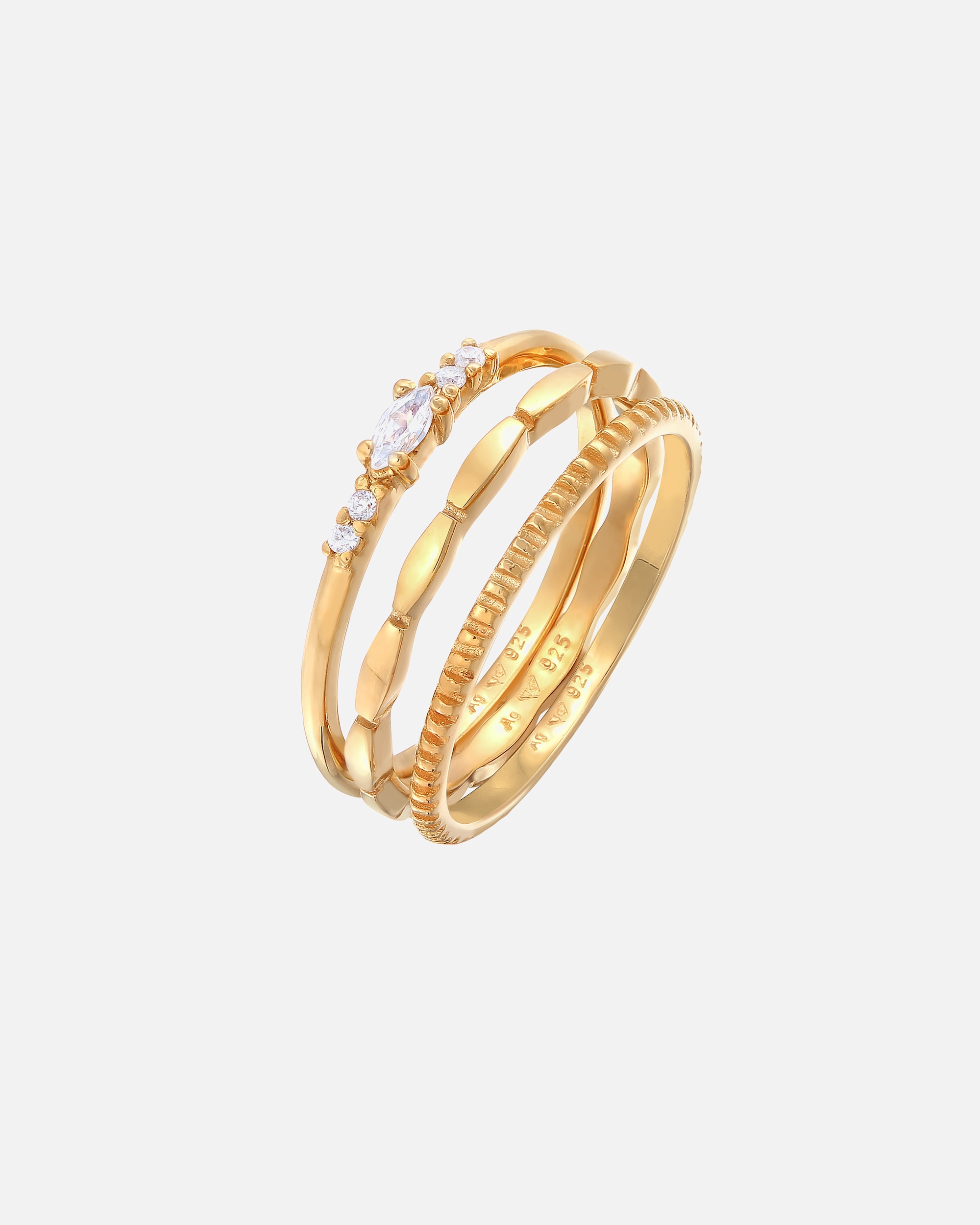 Bague pour Femme Elli Zirkonia Marquise Basic Stapelring Set 925 Silber 58