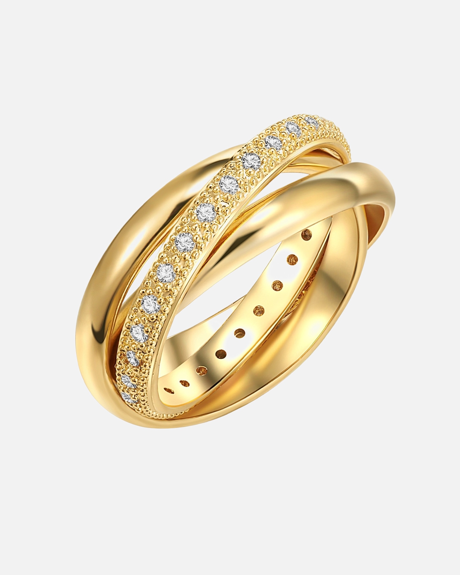Bague pour Femme Lulu & Jane Bague tendance Laiton Oxyde de zirconium (CZ) en Or jaune 54