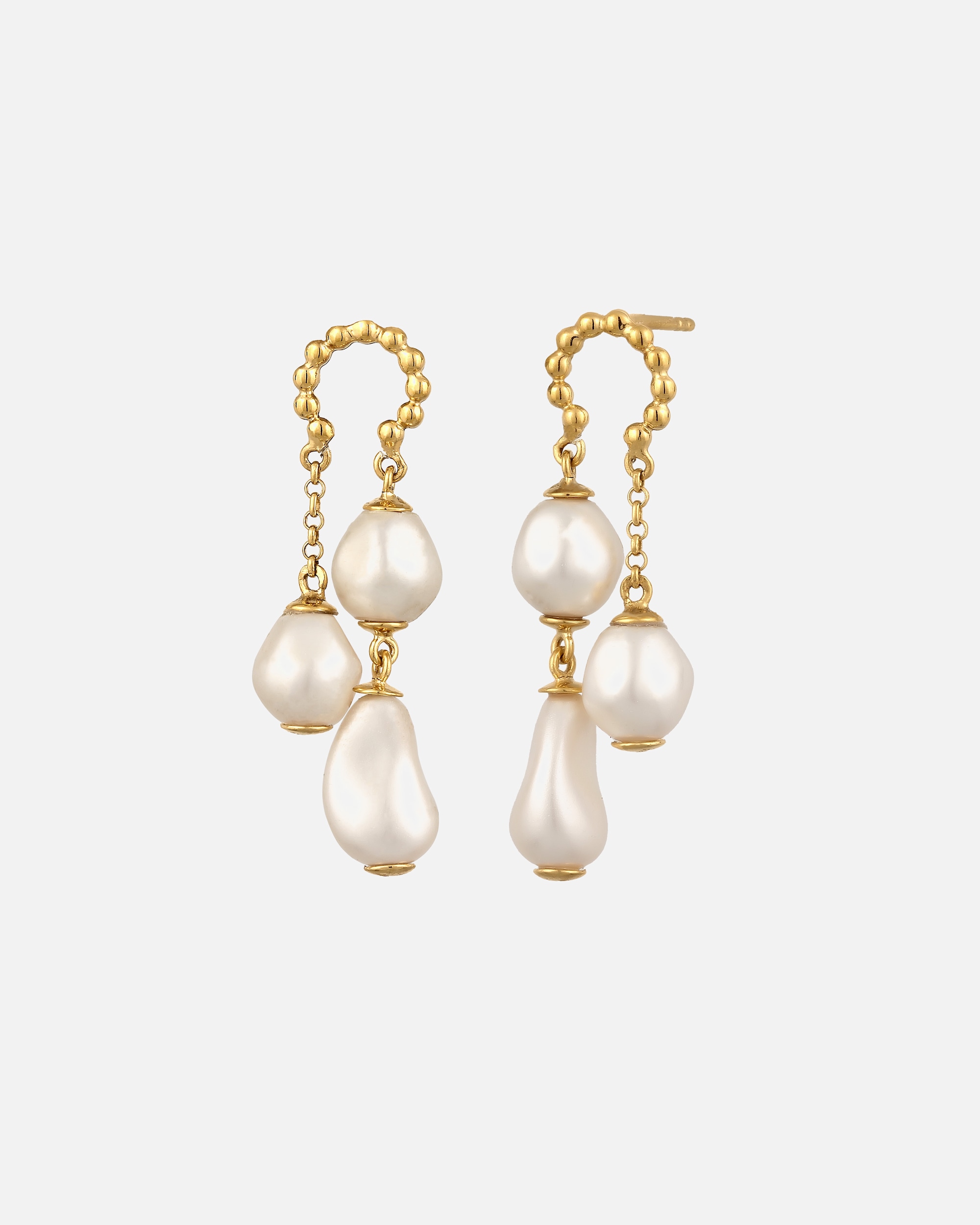 Boucles d'oreilles pour Femme Boucle d'oreille Perle Synthétique Blanc 925 Sterling Silver goldfarben