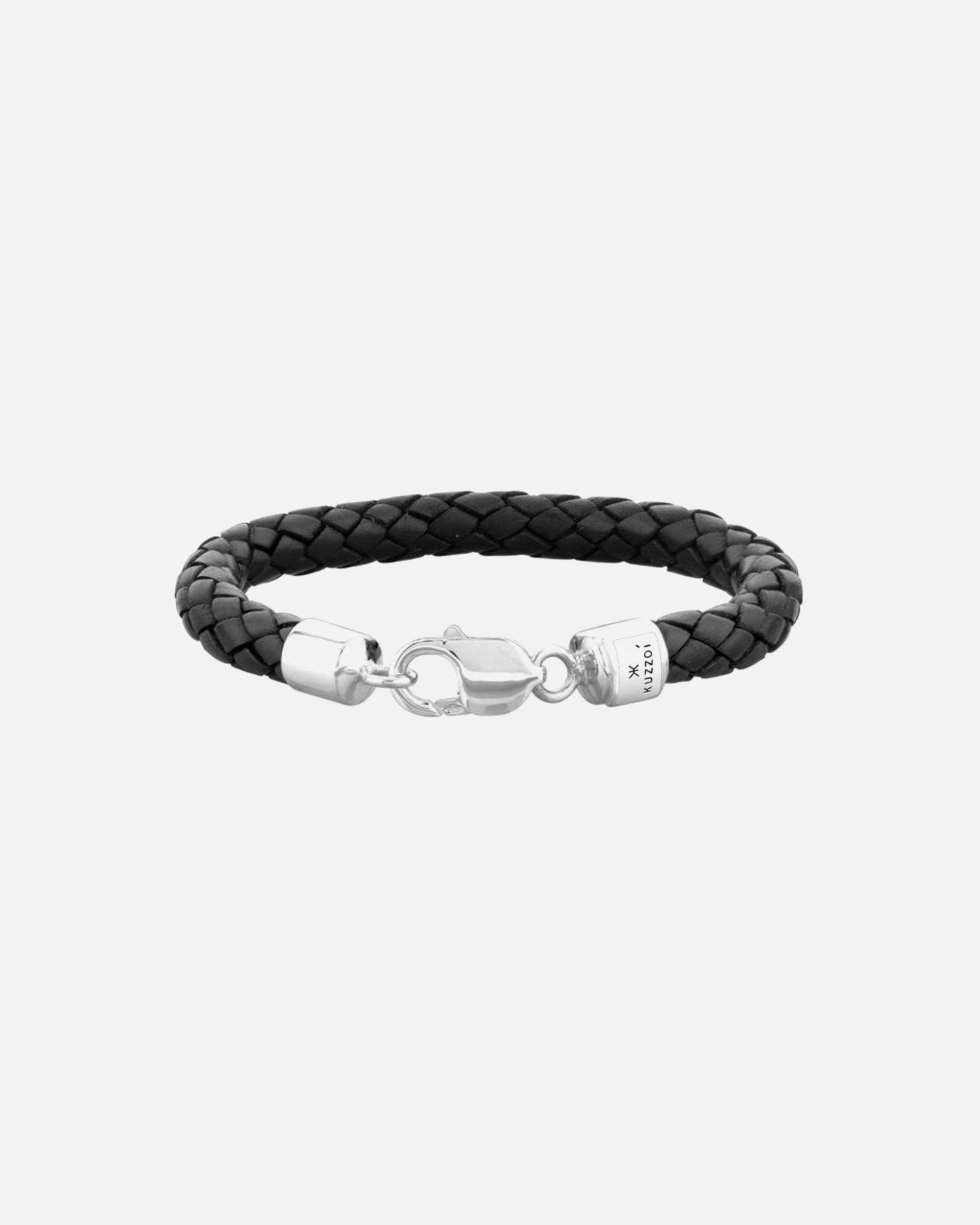 Bracelet pour Homme Mousqueton tressé cuir véritable pour homme 925 Argent 21