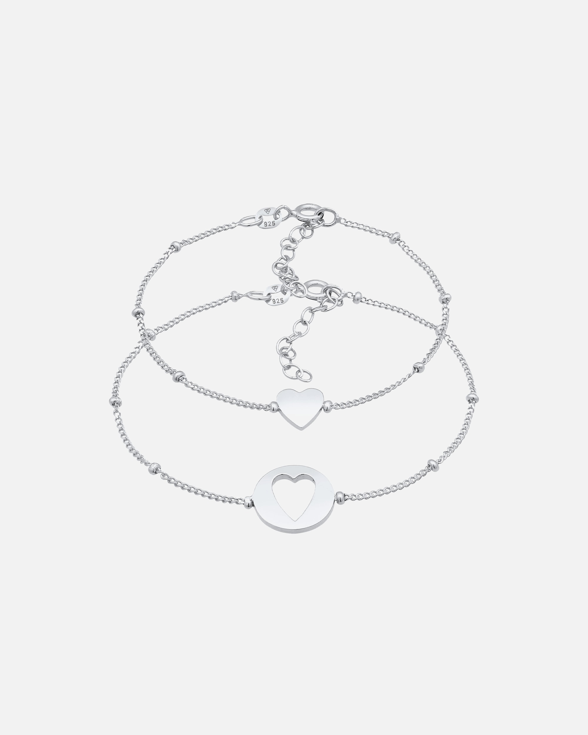 Bracelet pour Femme Elli Femmes Cœur Coupé Basique Mère-Enfant Set en argent sterling 925 silberfarben