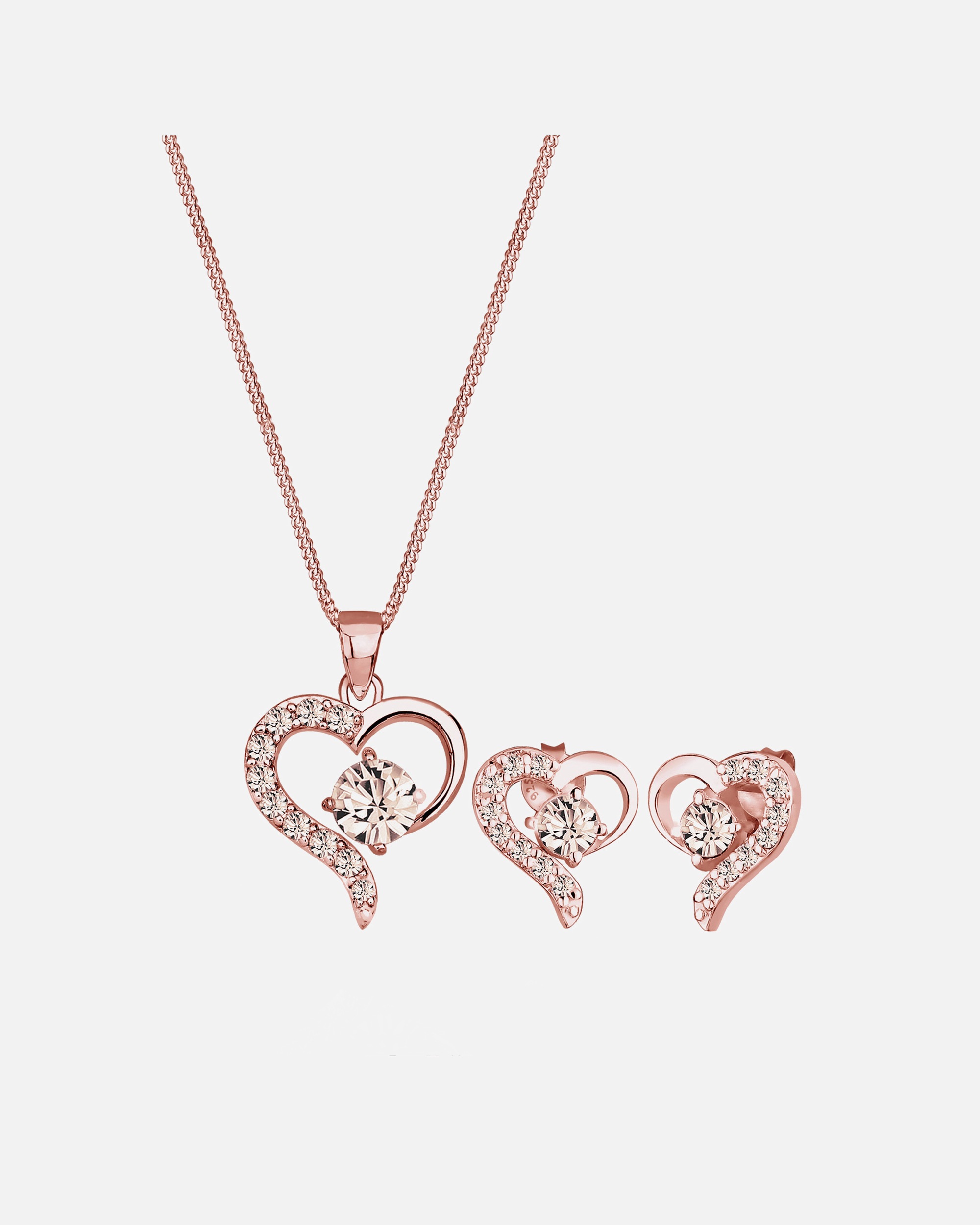 Parure de bijoux pour Femme Elli Cœur Cristaux précieux Argent 925 Brun