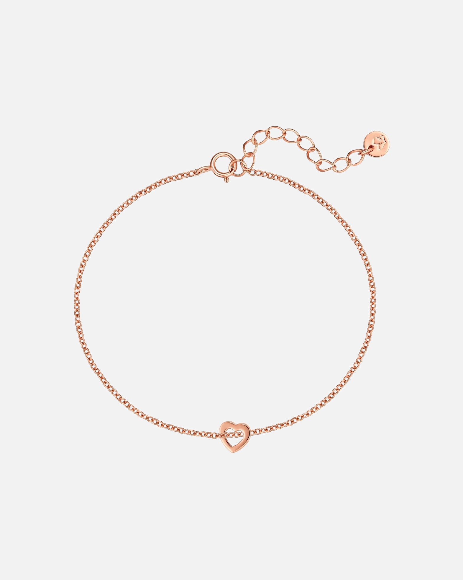 Bracelet pour Femme Glanzstücke München Bracelet Cœur en Argent Sterling en or rose Longueur de base 17,0 + rallonge 3,0 cm