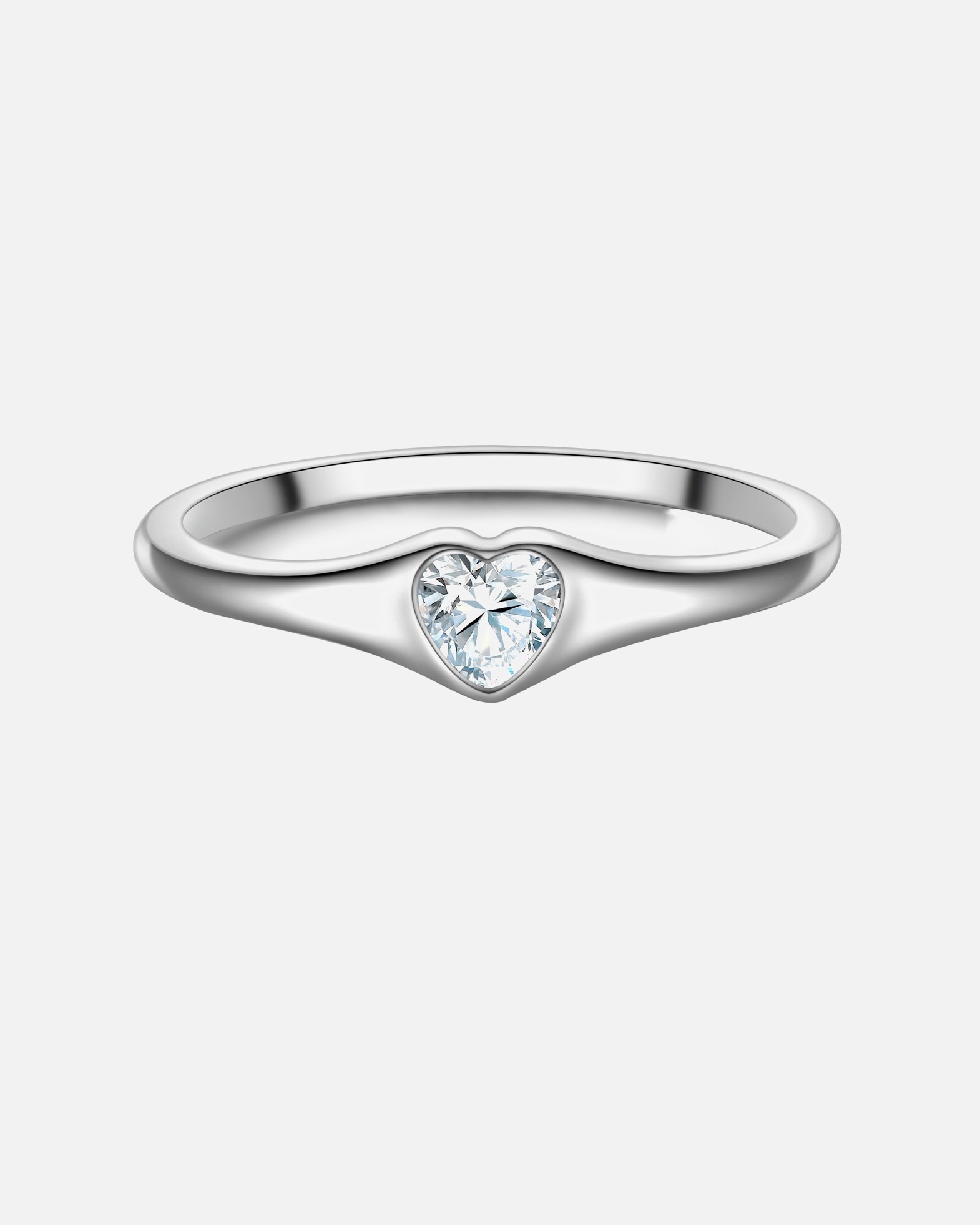 Bague pour Femme Trilani Bague Cœur en Argent Sterling en argent avec Zirconium 50