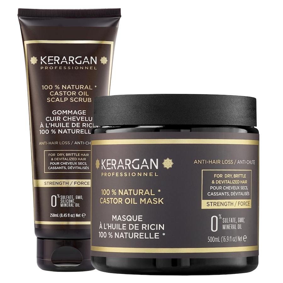 Kerargan - Kerargan - Duo Masque et Gommage Huile de Ricin - 500ml + 250ml Masque et cure cheveux 750 ml unisex