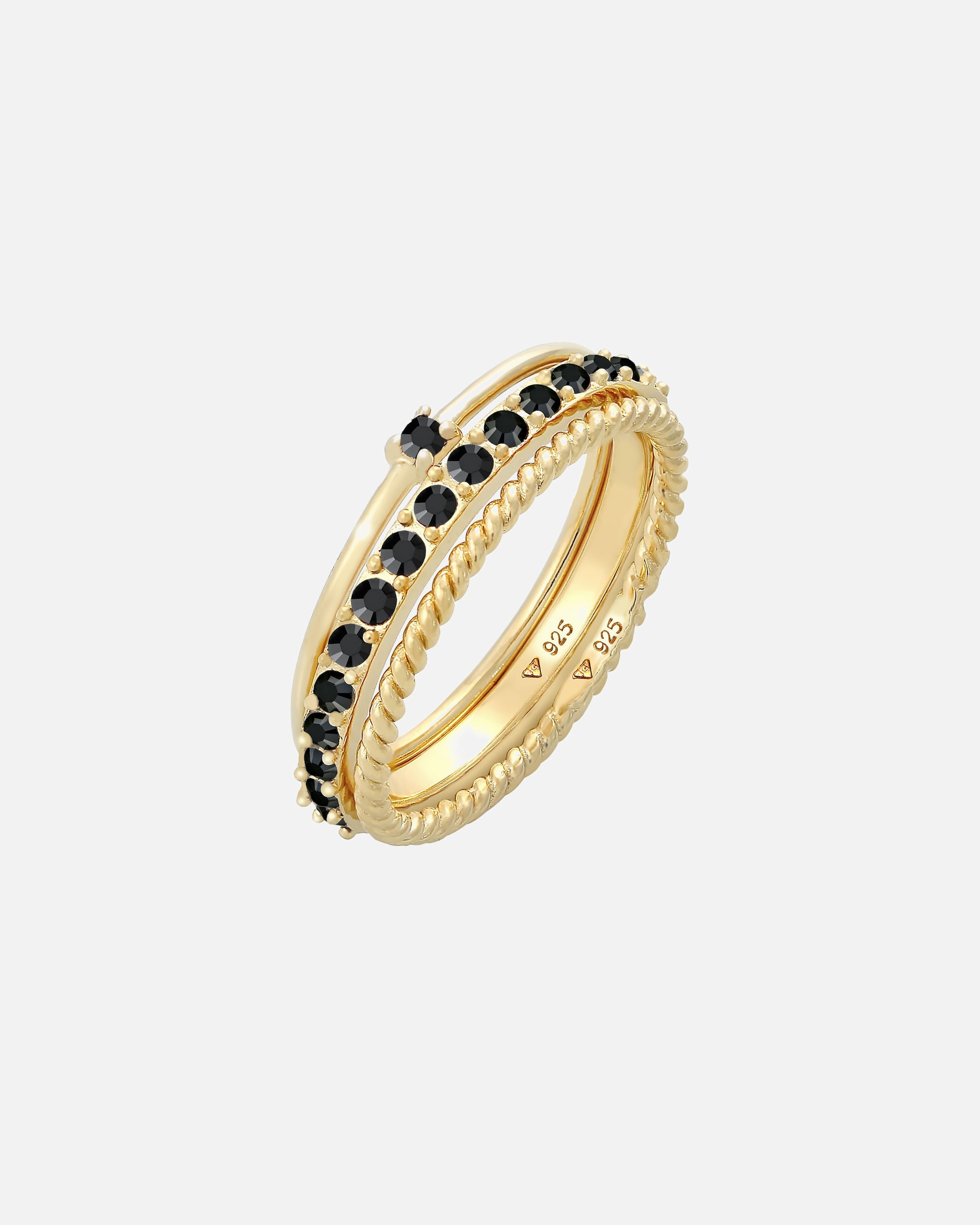 Bague pour Femme Elli Anneau empilé Cristaux Set de 3 pièces 925 Argent 52