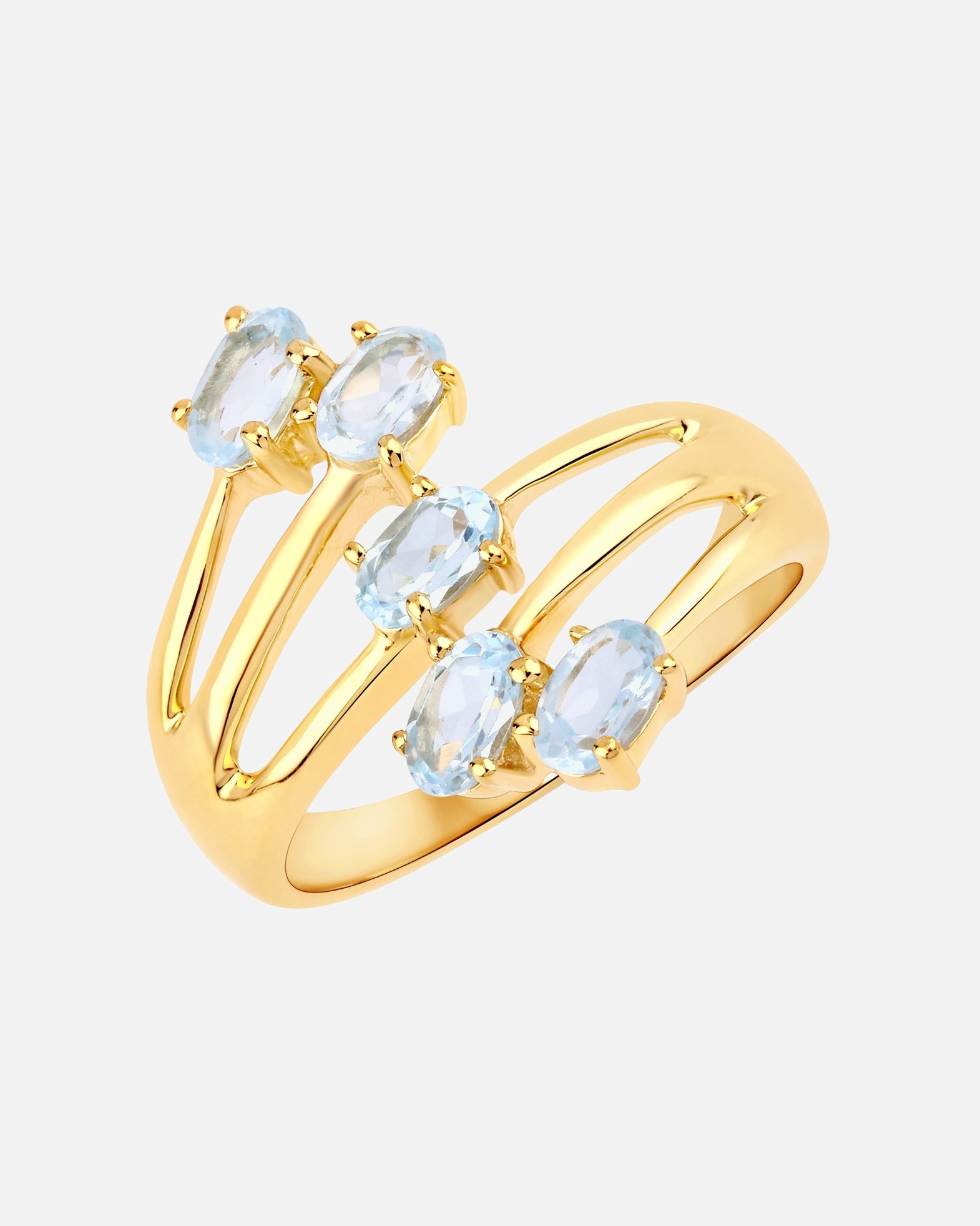 Bague pour Femme Bague Argent sterling Topaz bleu en Or jaune 56