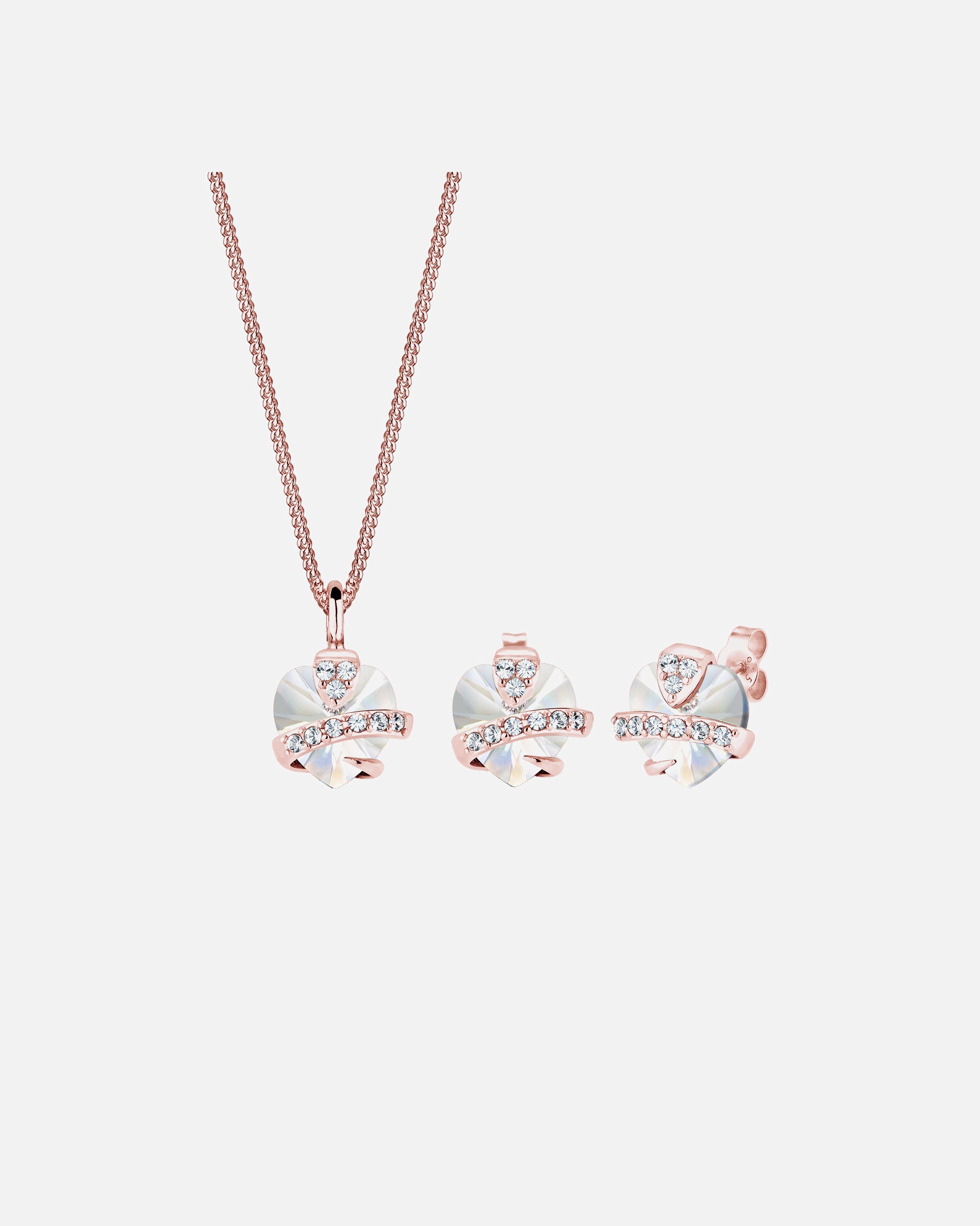 Bijoux pour Femme Elli Femmes motif cœur noble avec cristaux en argent sterling 925 rosefarben