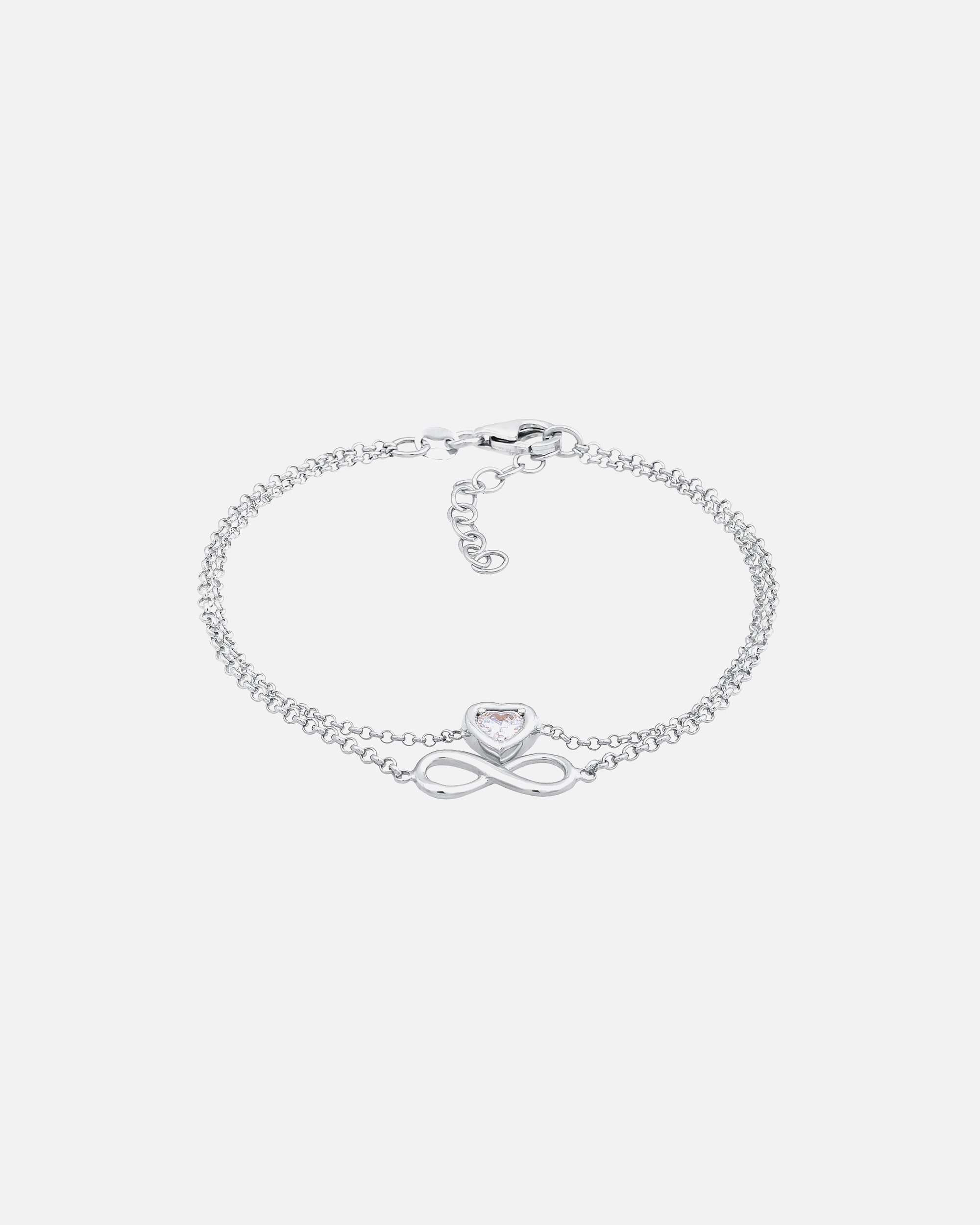Bracelet pour Femme Elli Femmes Couches l'infini Coeur avec Cristal de Zirconium en Argent Sterling 925 silberfarben