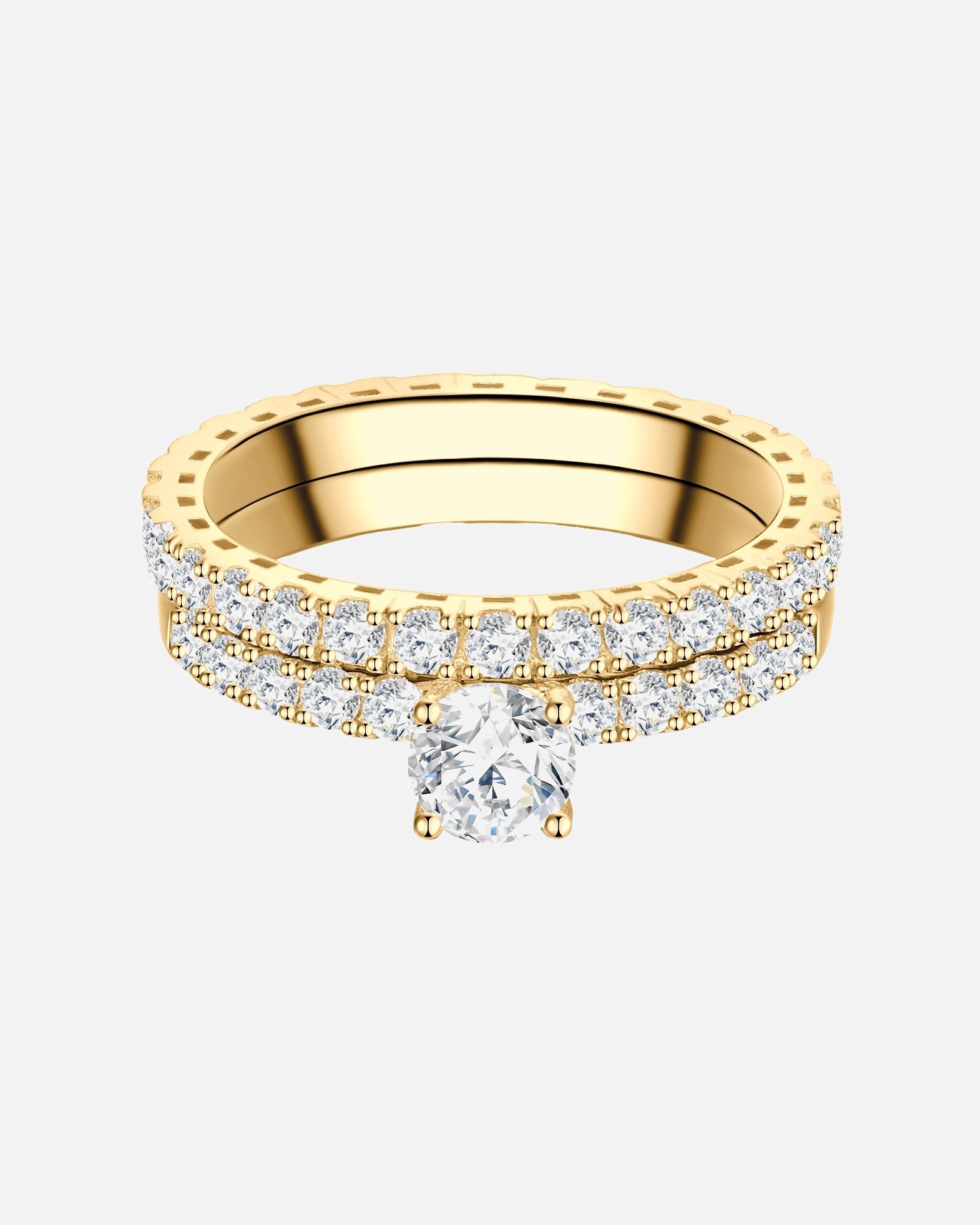 Bague pour Femme Trilani Bague aus Sterling Silber in Gelbgold mit Zirkonia 58