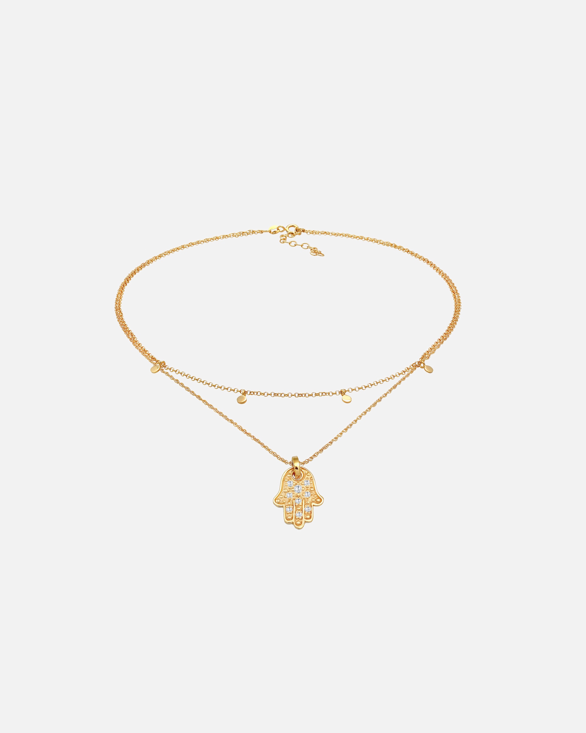 Collier pour Femme Elli Pendentif de main Hamsa pour femme avec cristaux de zirconium en argent sterling 925 goldfarben